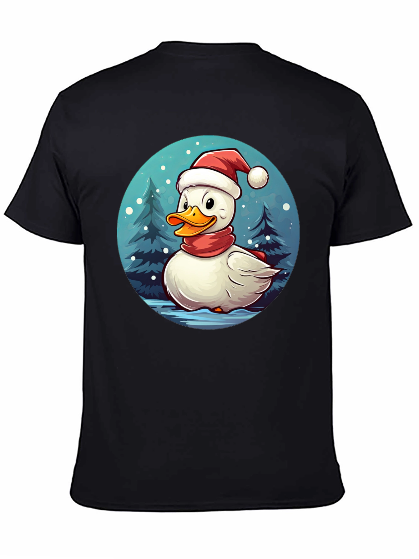Black Festive Duck Holiday T-Shirt view 4