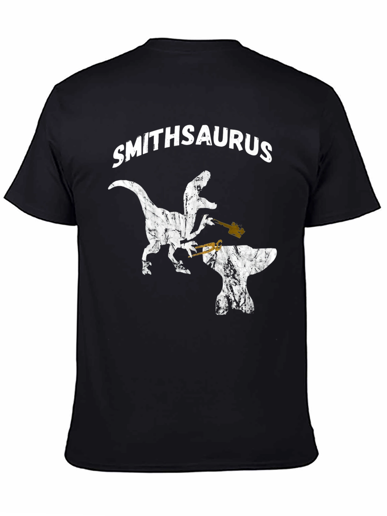 Black Smithsaurus Black T-Shirt - Dinosaur Blacksmith view 4