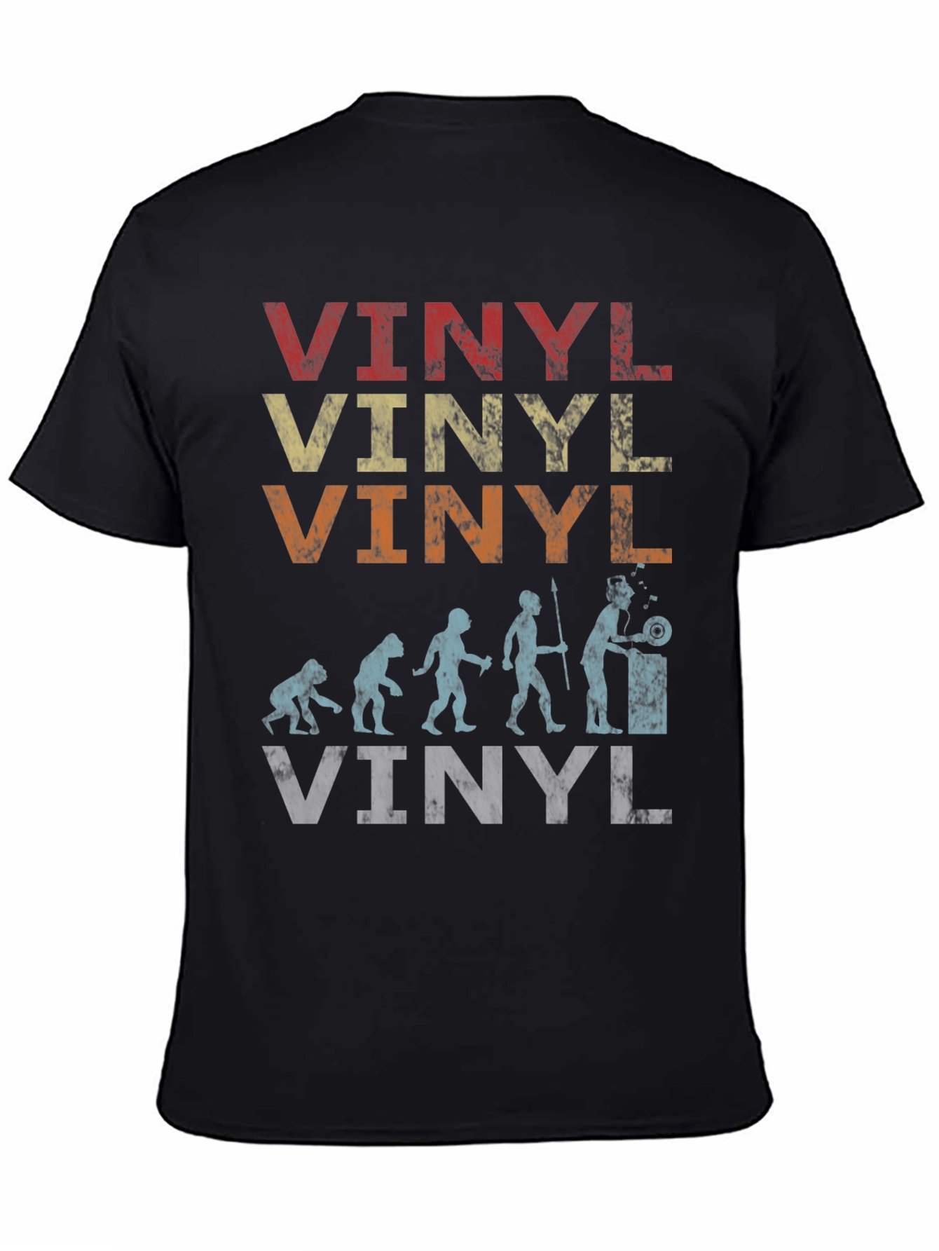 Black Vintage Vinyl Evolution T-Shirt - Music Lover Tee view 4