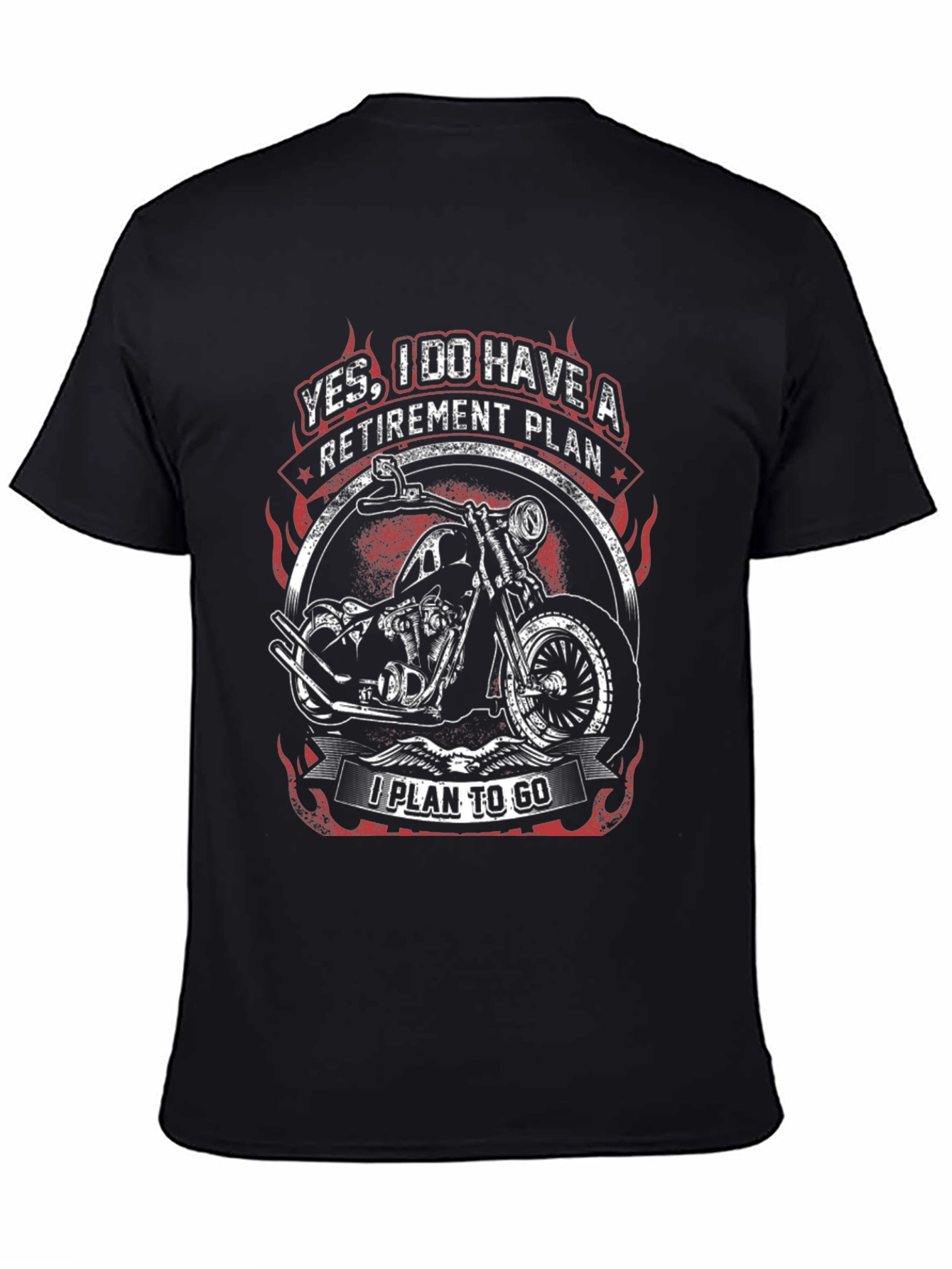 Black Retirement Plan Motorcycle Graphic Tee view 4