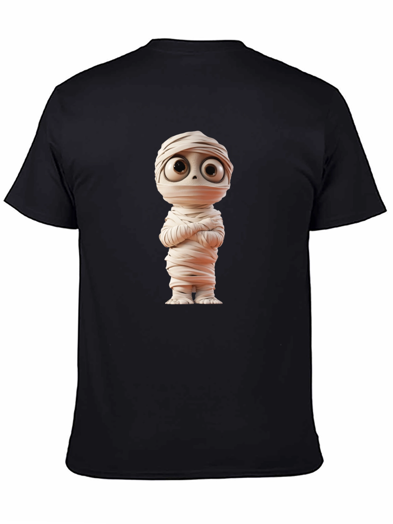 Black Cartoon Mummy Graphic Tee - Black Cotton Blend view 4