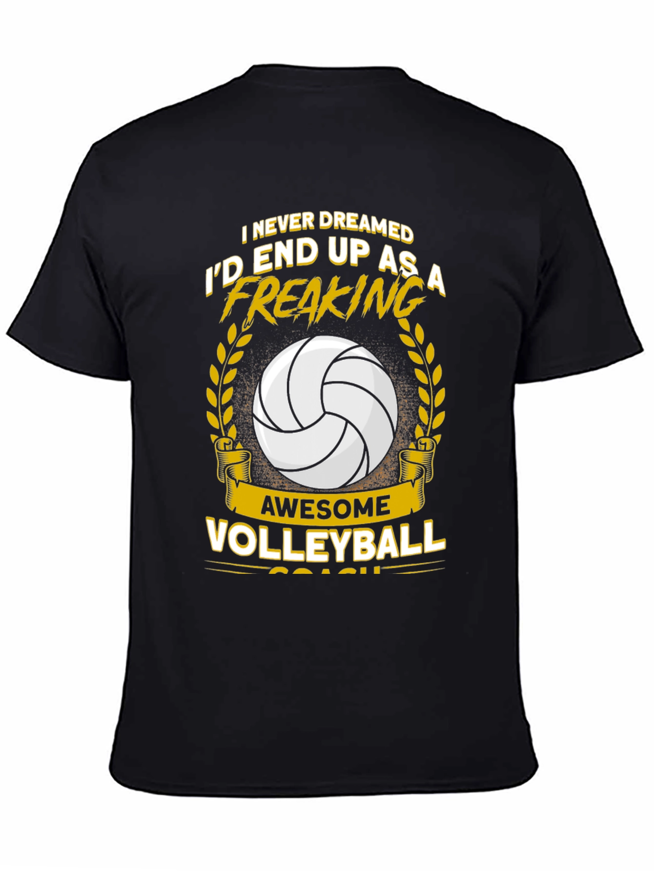Black Awesome Volleyball Coach Graphic T-Shirt view 4