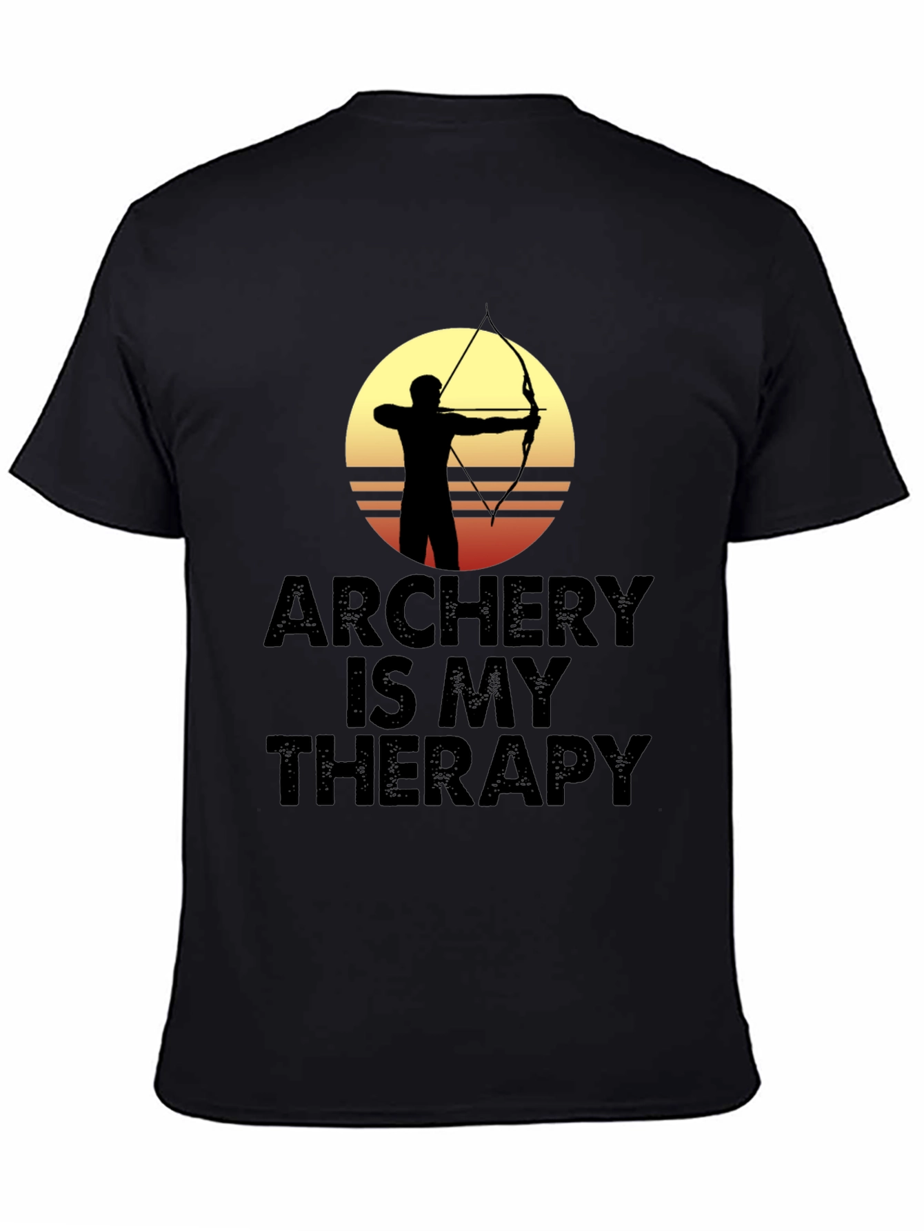 Black Archery Is My Therapy T-Shirt - Archer Silhouette Graphic Tee view 4