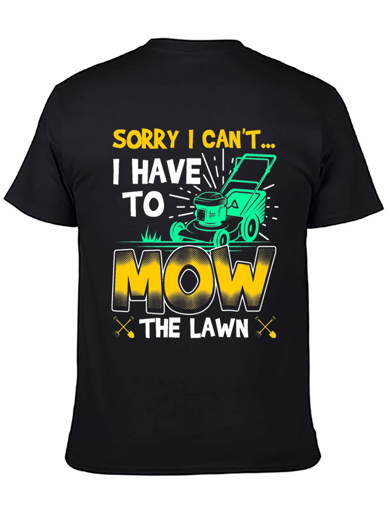 Black Funny "Mow the Lawn" Graphic T-Shirt view 4