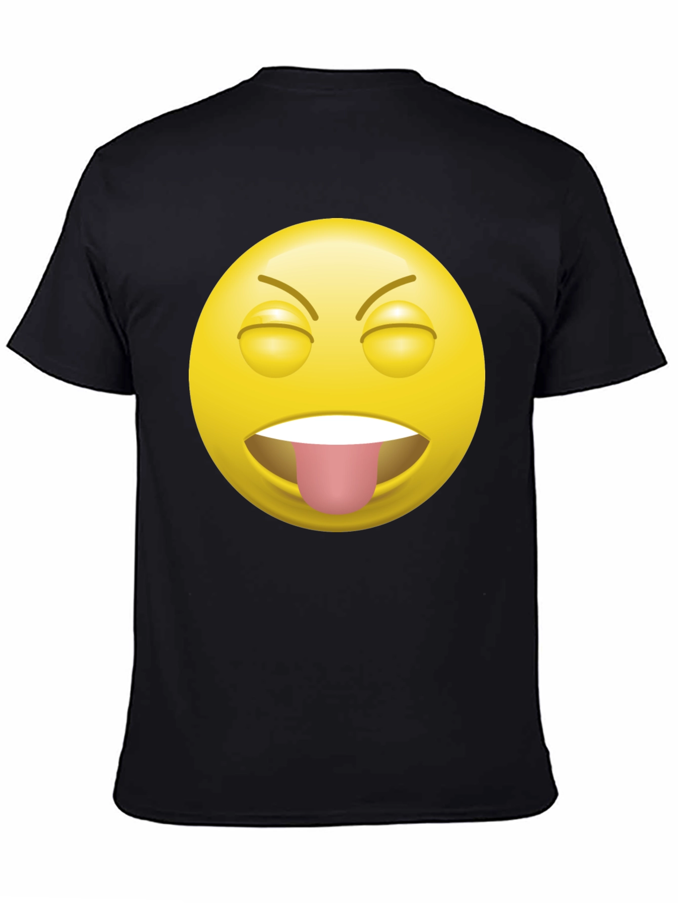 Black Funny Emoji Tongue Out Black T-Shirt view 4