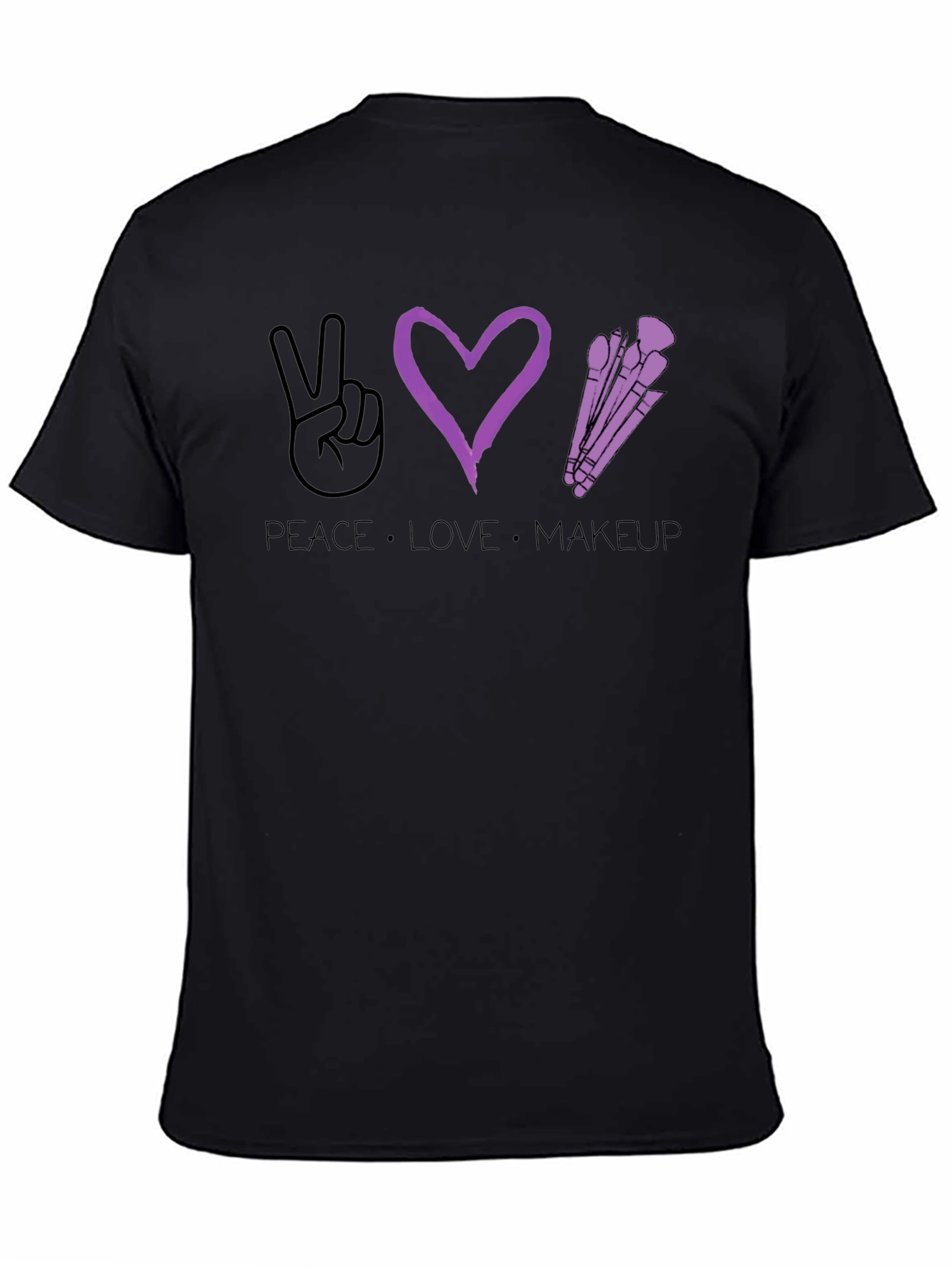 Black Peace Love Makeup T-Shirt - Stylish Graphic Tee view 4
