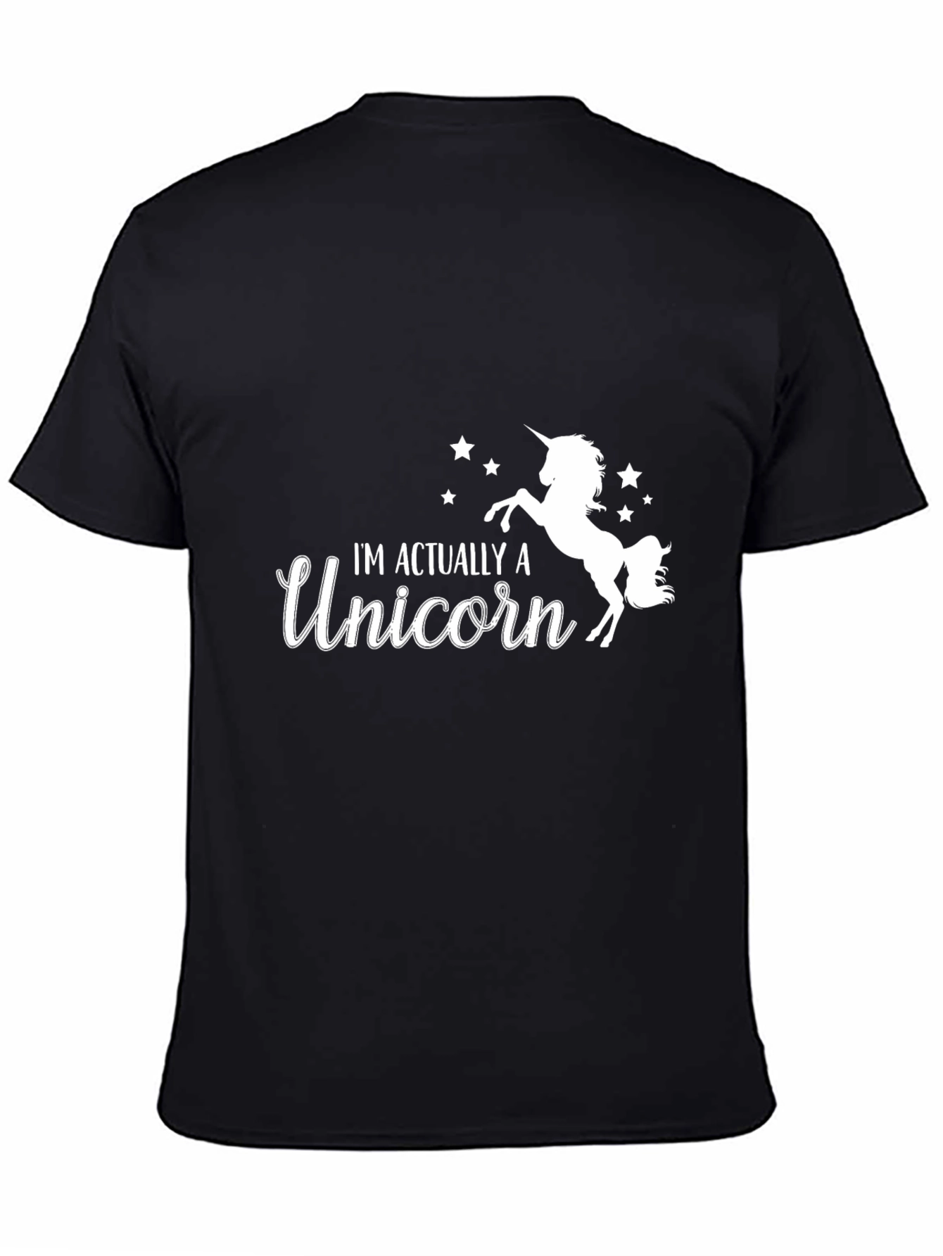 Black I'm Actually a Unicorn Black T-Shirt view 4