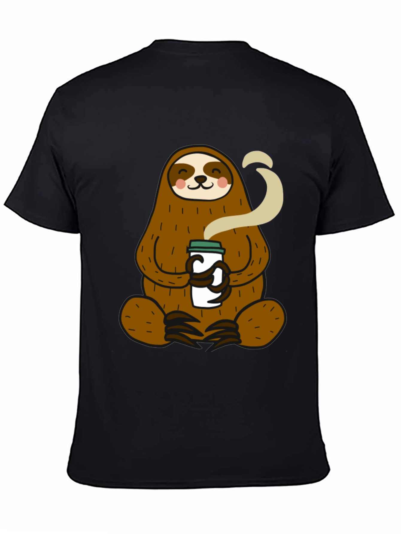 Black Sloth Coffee Lover Graphic Tee - Relaxed Fit Black T-Shirt view 4