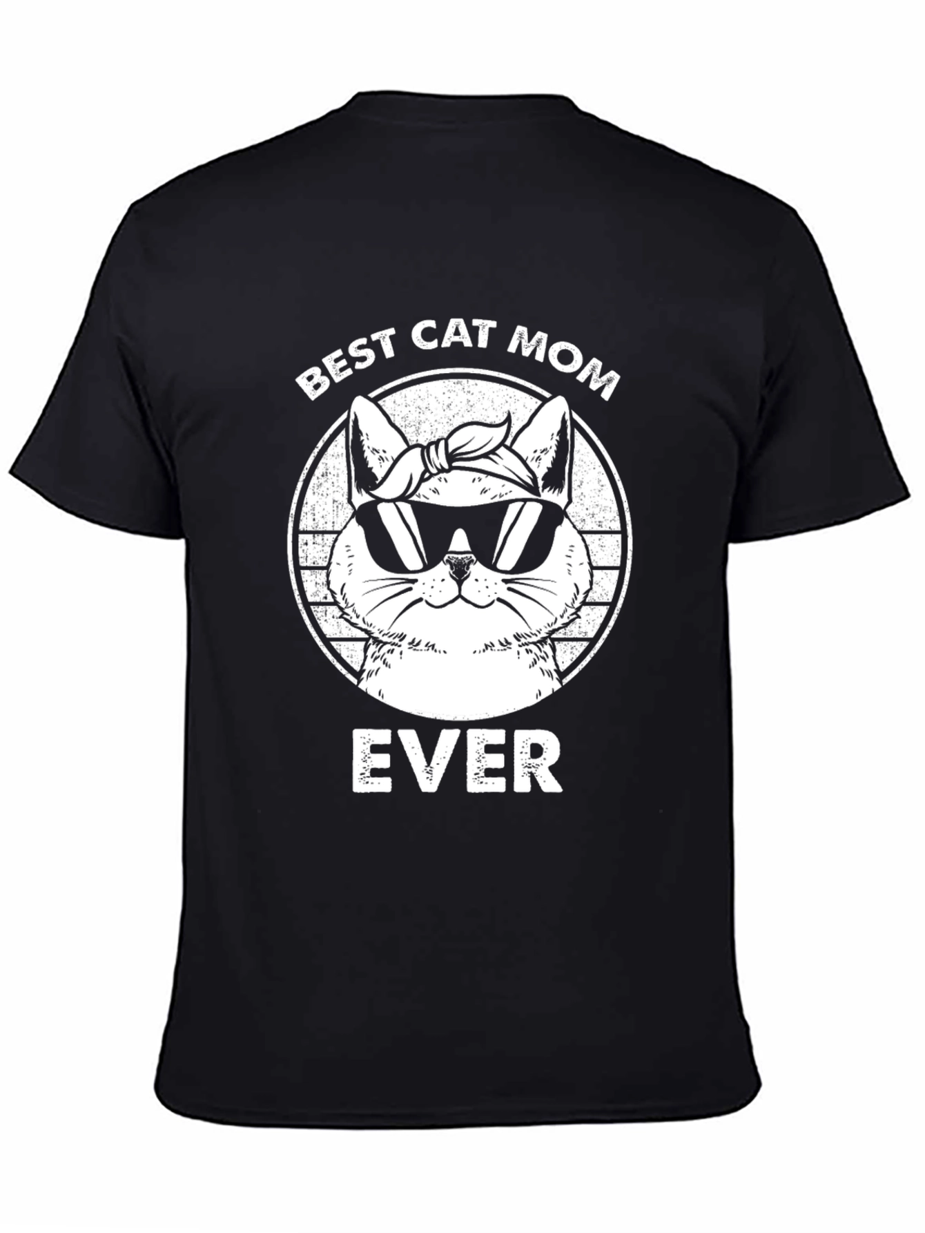 Black Best Cat Mom Ever T-Shirt - Cool Cat Design view 4
