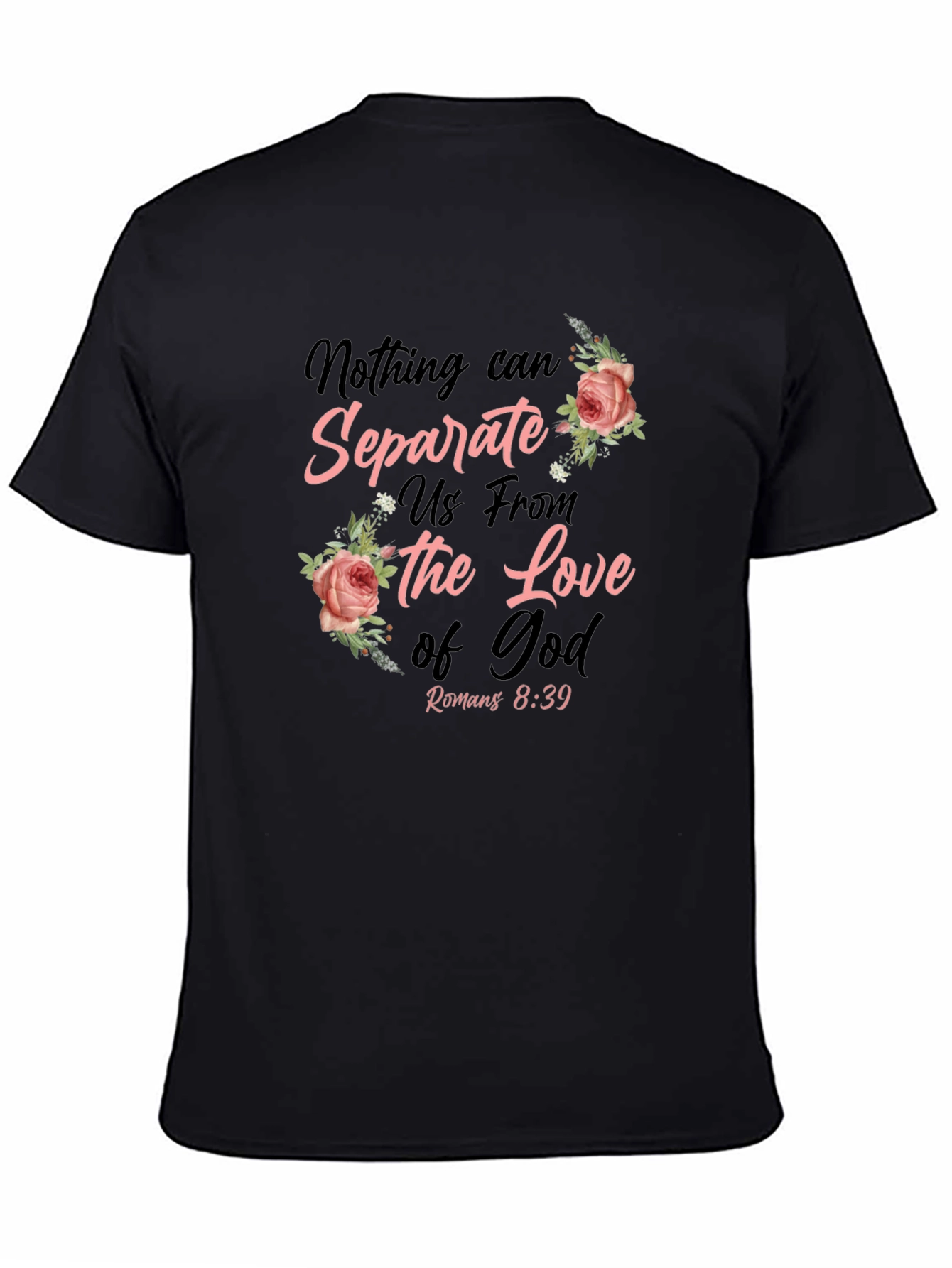 Black Floral 'Love of God' T-Shirt view 4