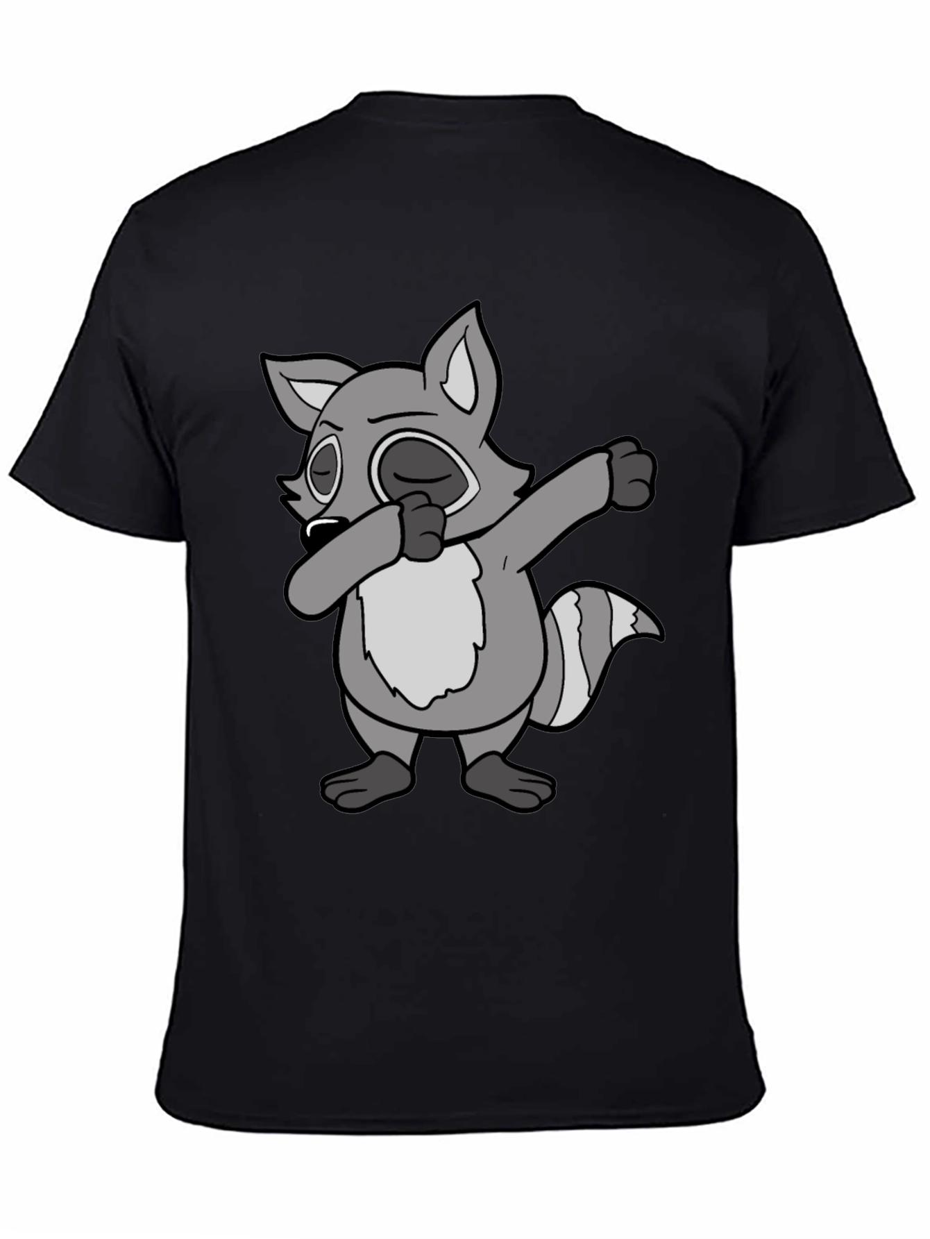 Black Dabbing Raccoon Graphic Tee view 4