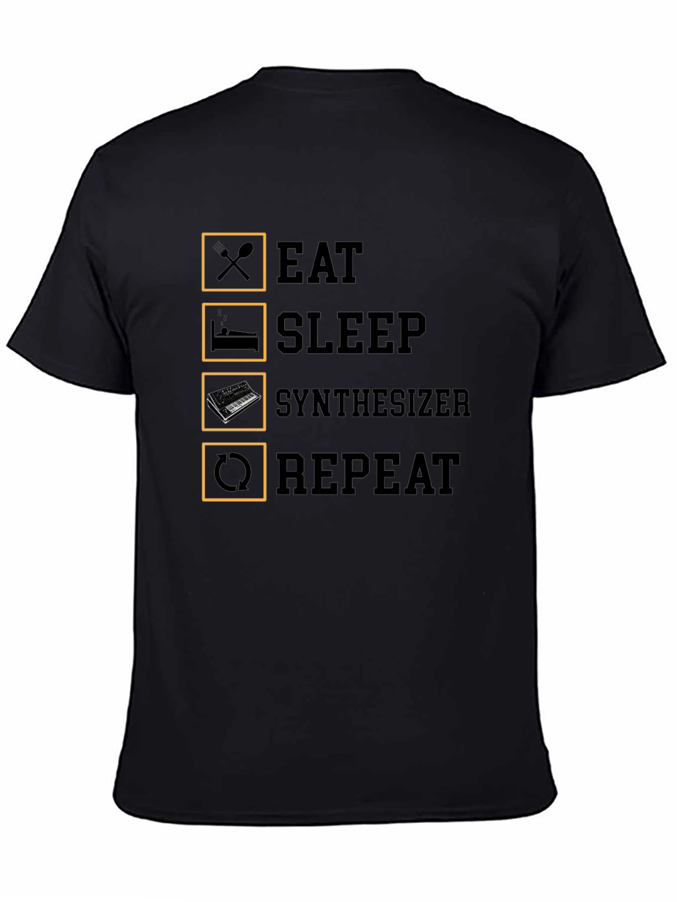 Black Eat Sleep Synthesizer Repeat T-Shirt view 4