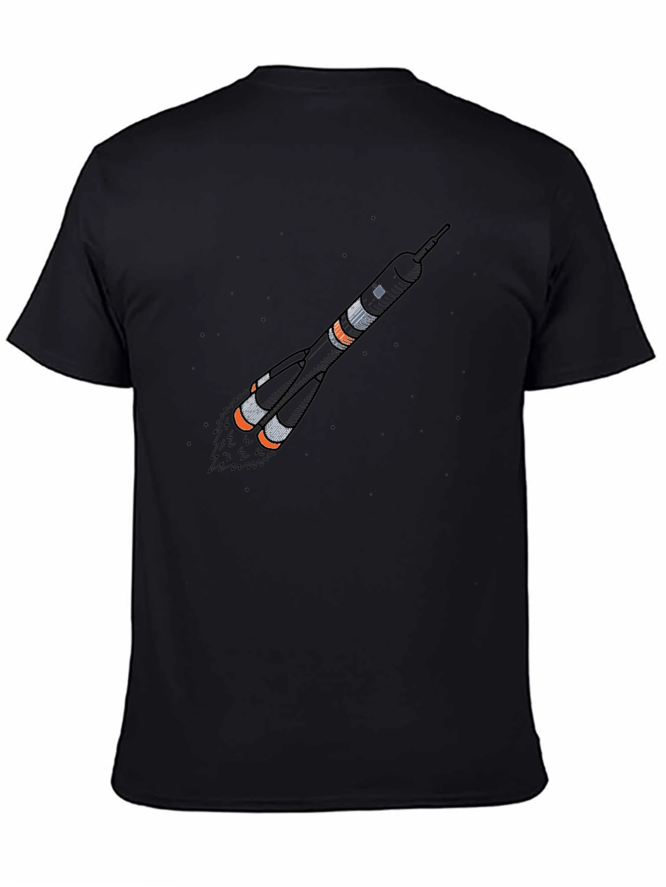 Black Rocket Graphic T-Shirt - Space Launch Design view 4