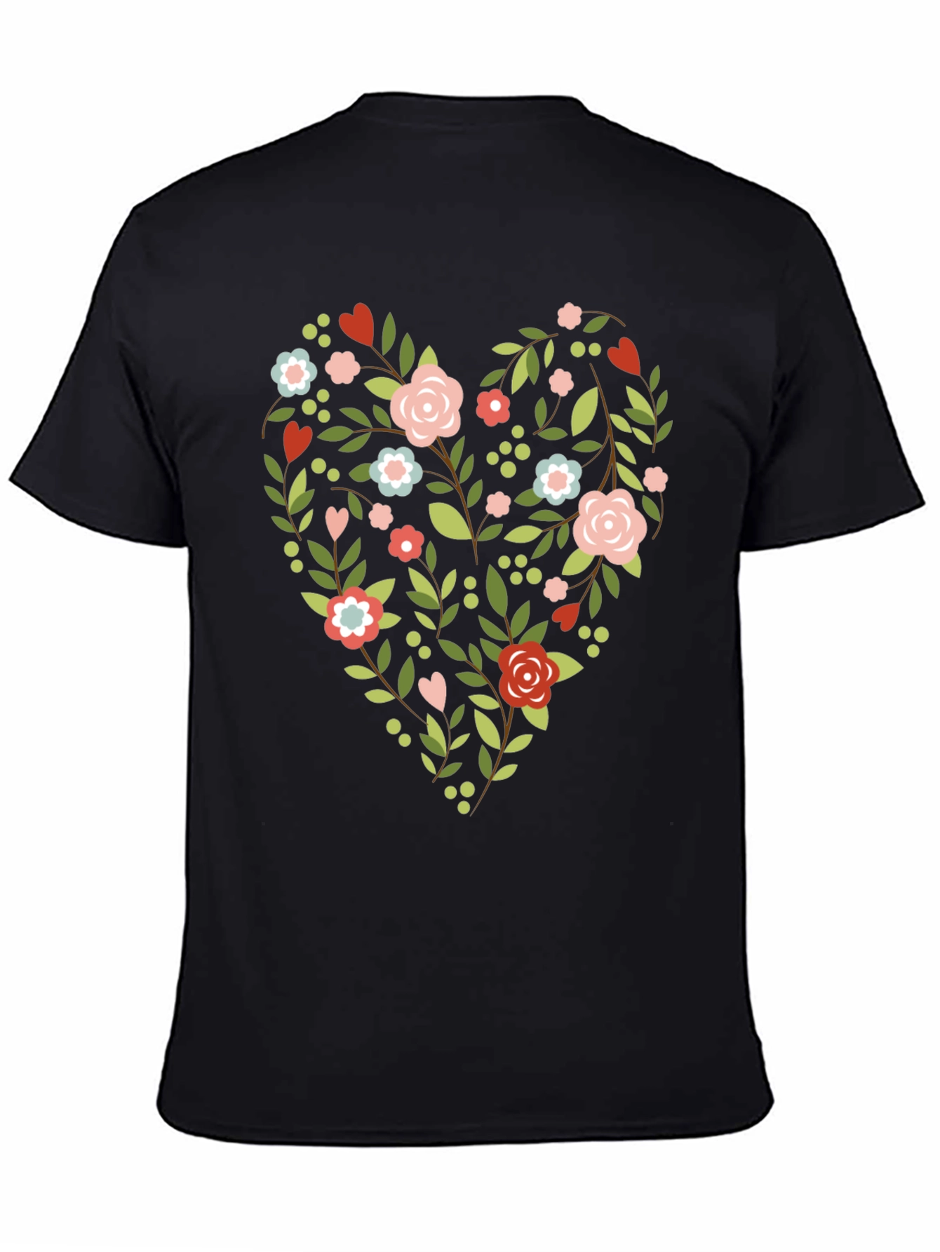 Black Floral Heart Tee - Stylish & Unique Design view 4