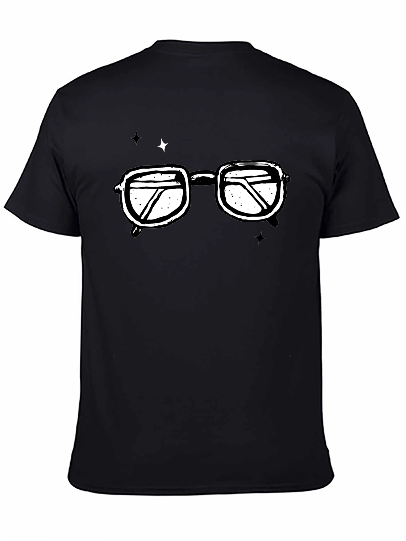 Black Retro Glasses Graphic T-Shirt - Black Cotton Tee view 4