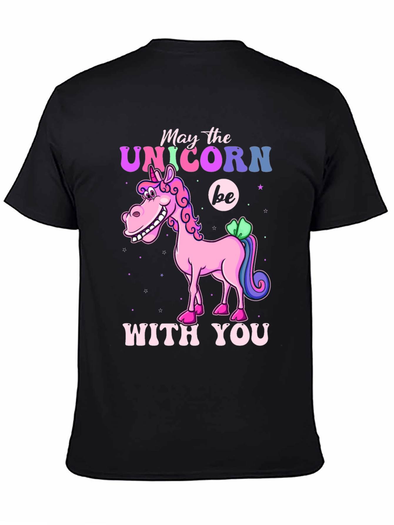 Black May the Unicorn Be With You T-Shirt view 4