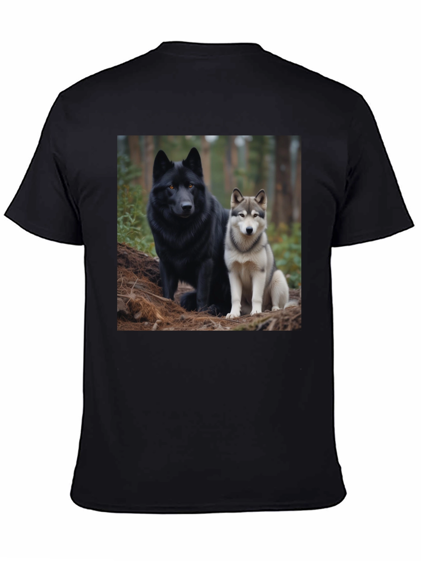Wolf Pack Tee: Black T-Shirt with Canine Graphic - 4