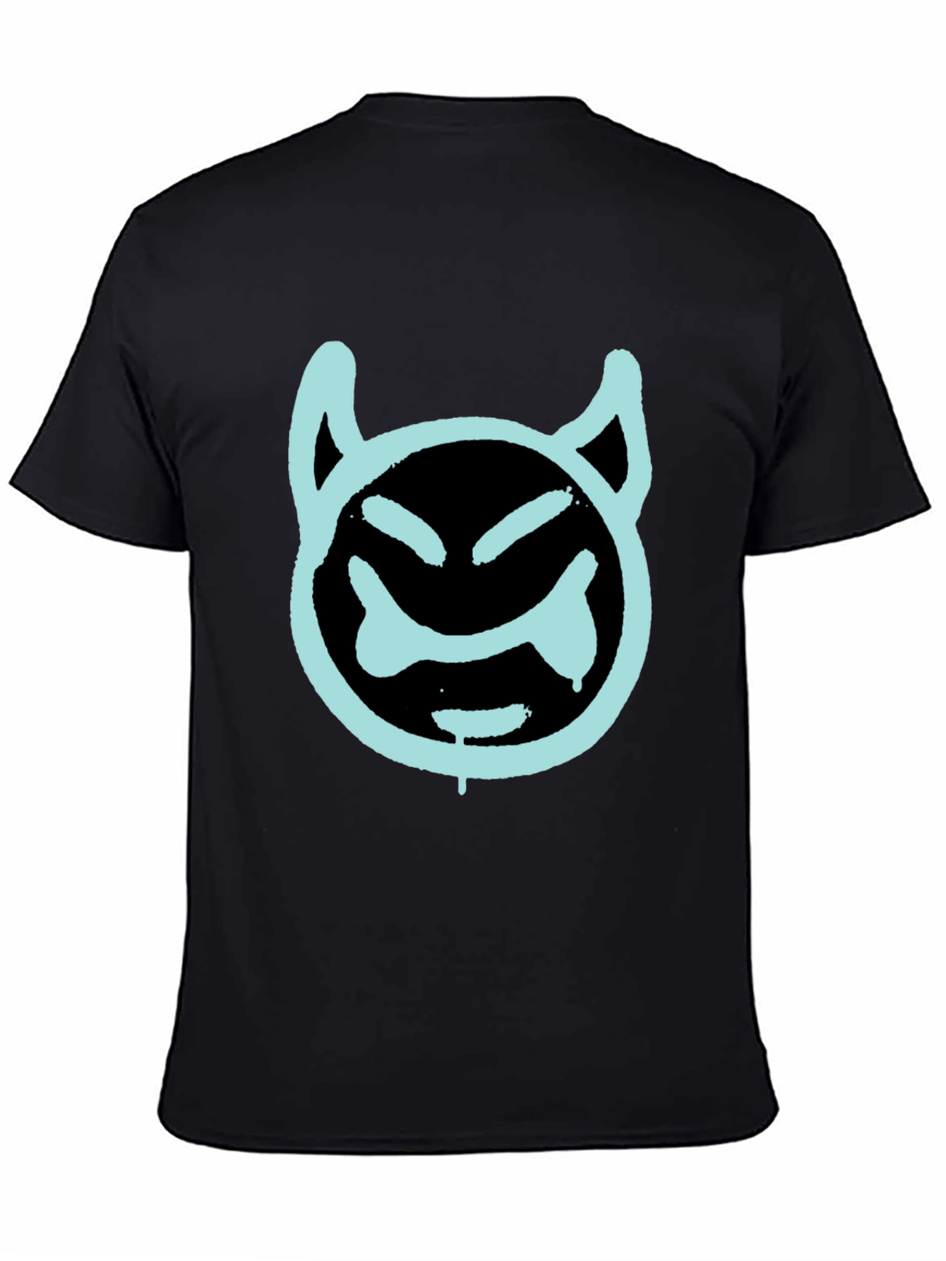 Black Cool Devil Face Graphic Black T-Shirt view 4