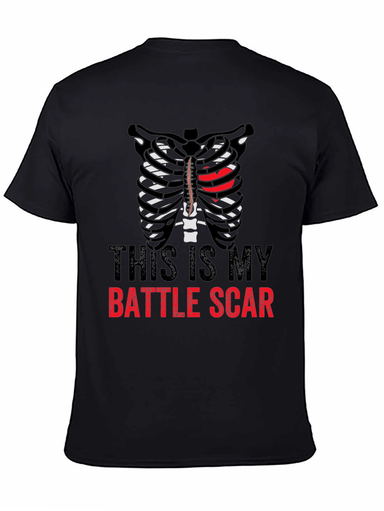 Black Battle Scar Ribcage Graphic Tee - Men's Novelty T-Shirt view 4