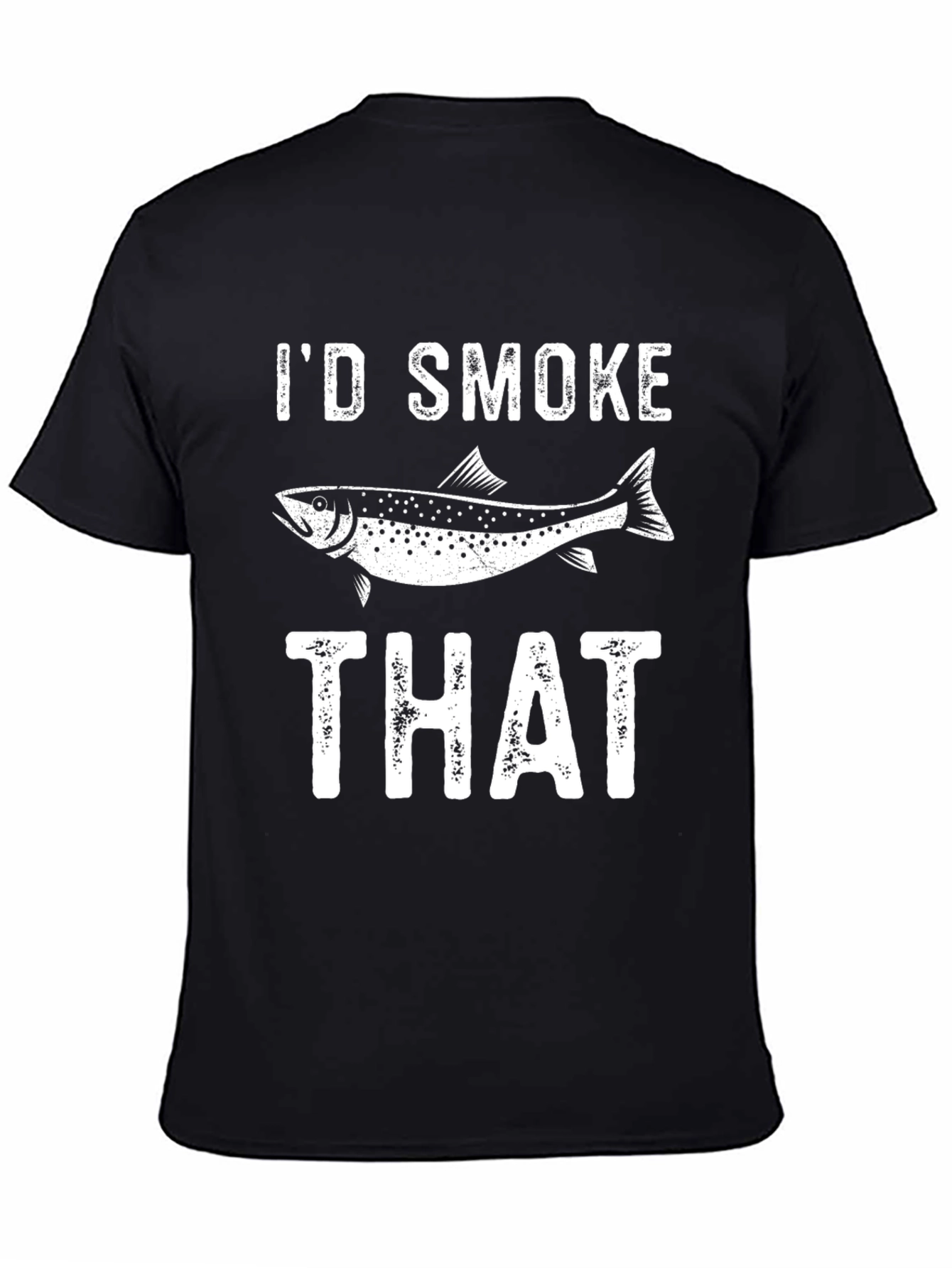 Black I'd Smoke That Funny Fish T-Shirt view 4