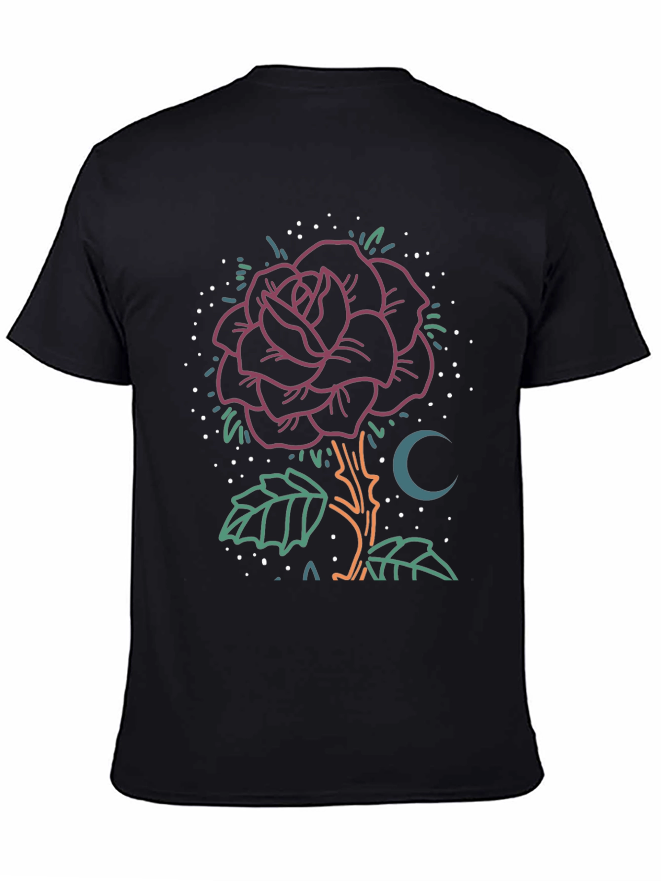 Black Rose & Moon Graphic Tee - Unique Design view 4