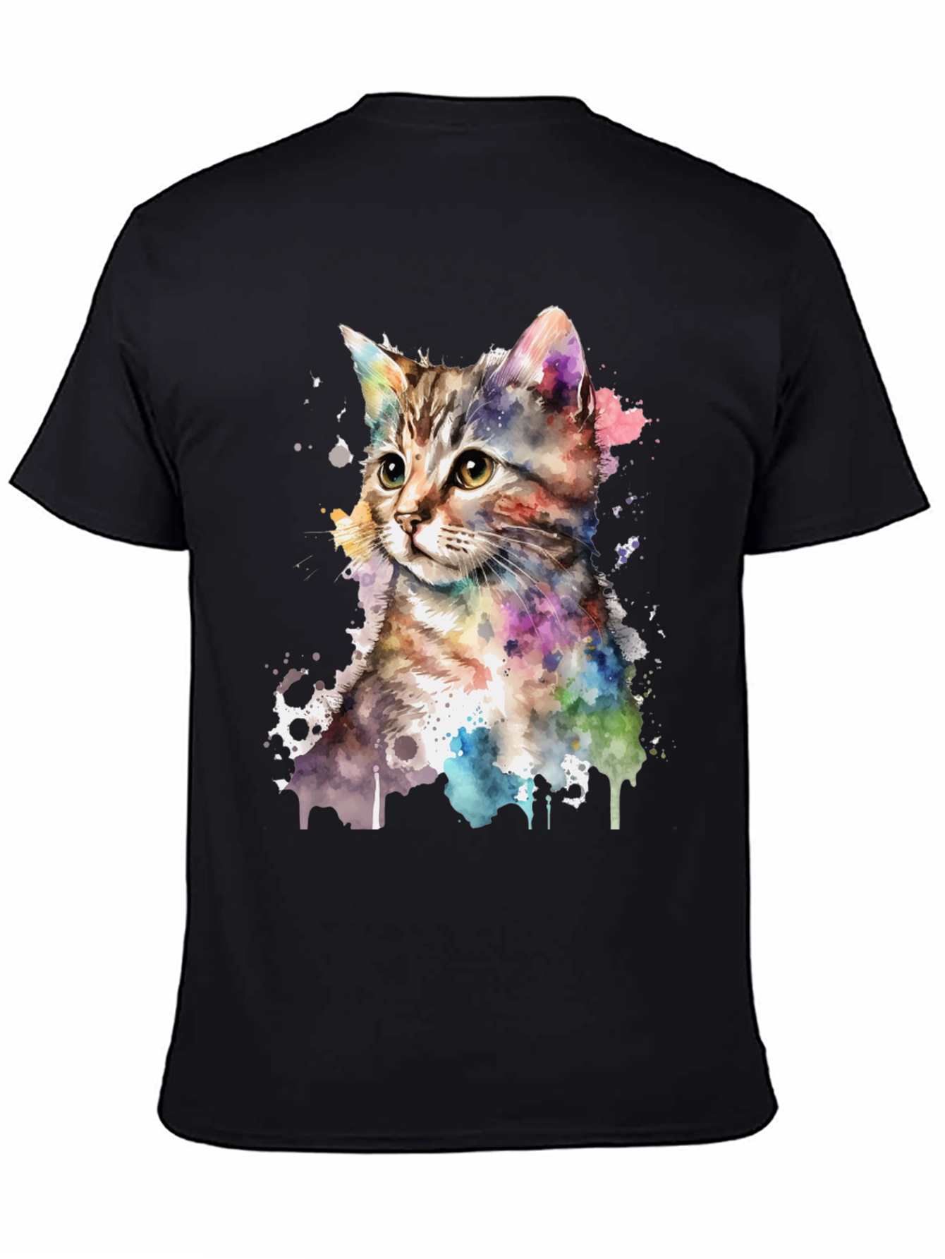 Black Watercolor Cat Graphic Tee view 4