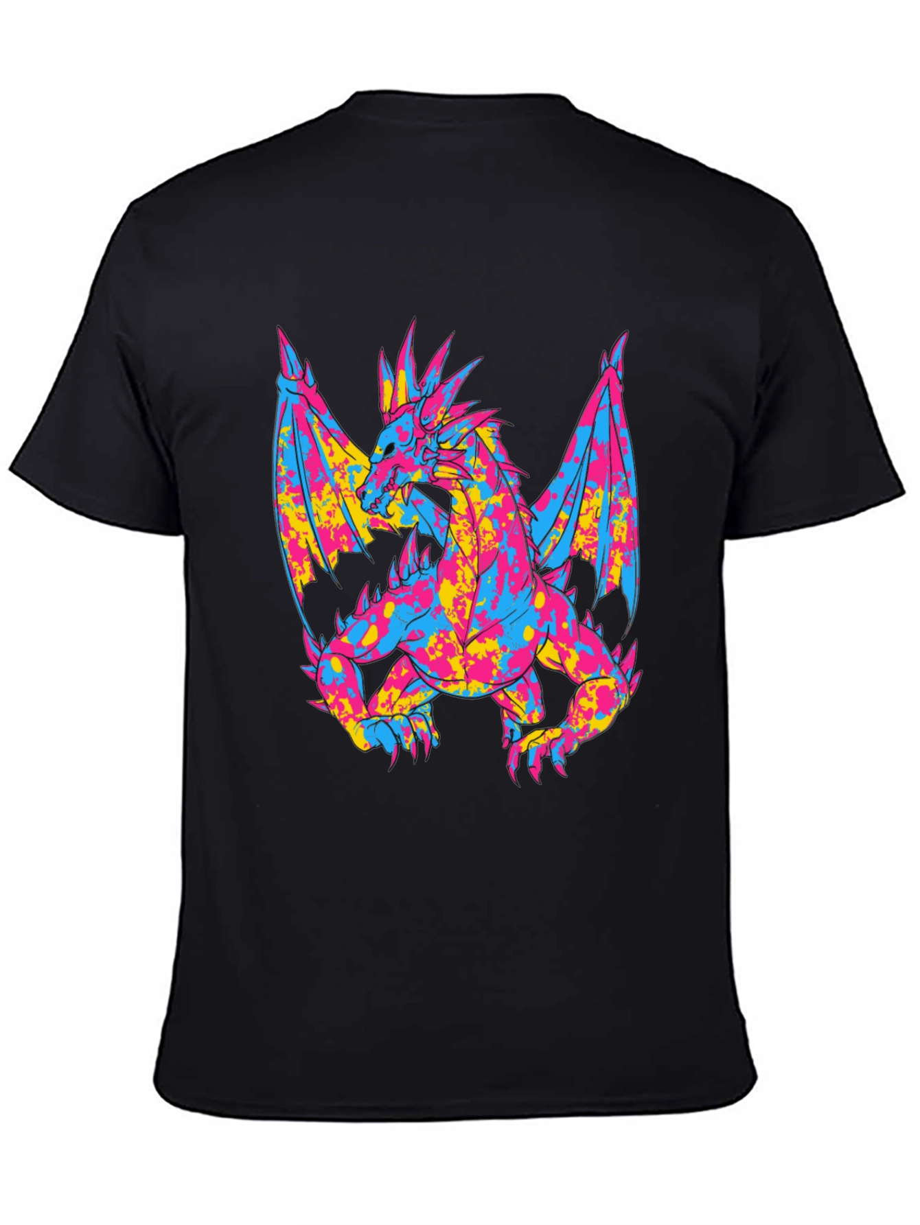 Black Vibrant Dragon Graphic Black T-Shirt view 4