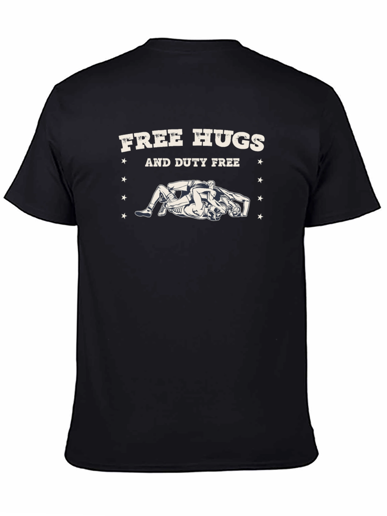 Black Free Hugs and Duty Free Black T-Shirt view 4