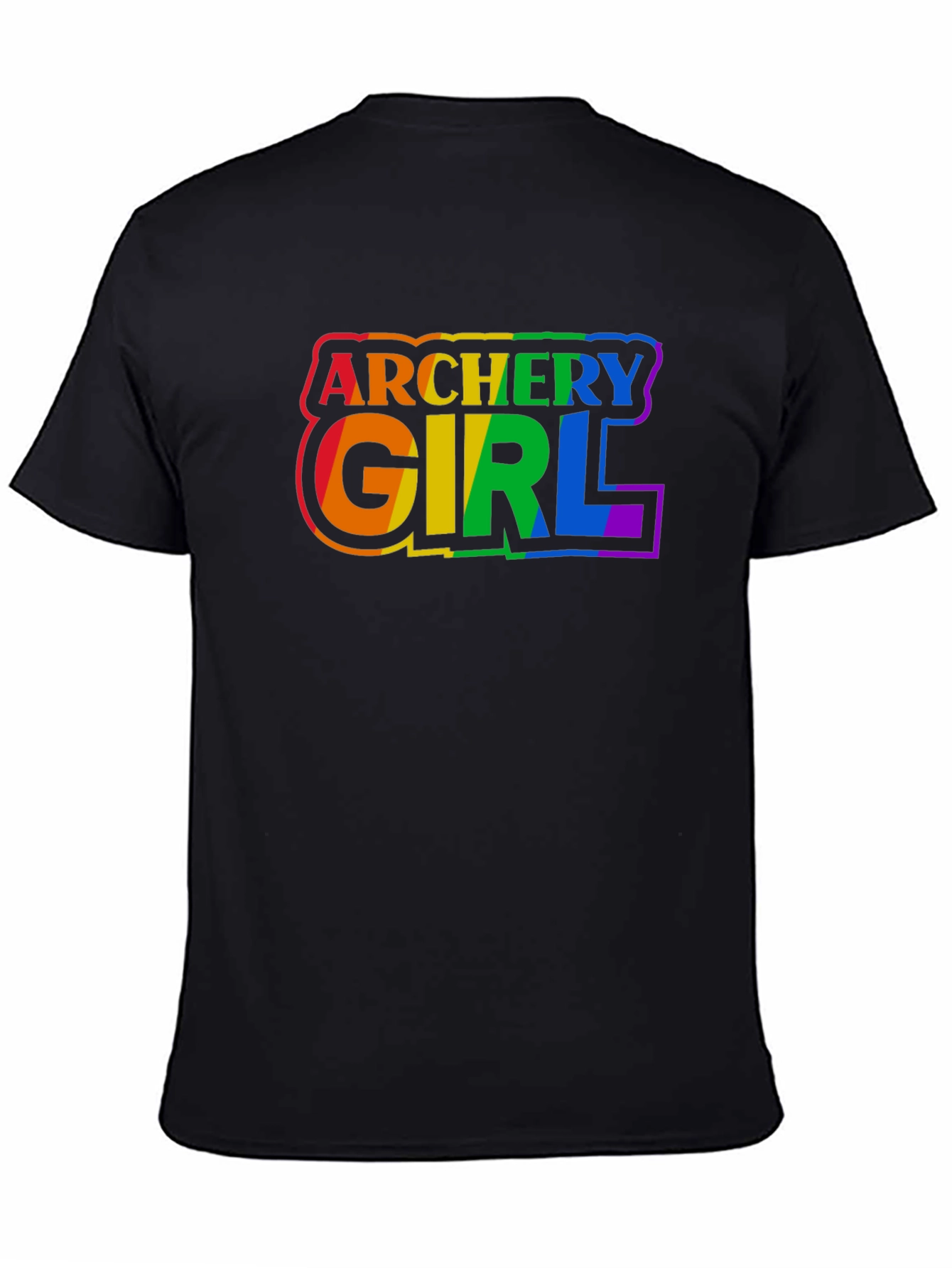 Black Archery Girl Pride T-Shirt - Rainbow Graphic Tee view 4