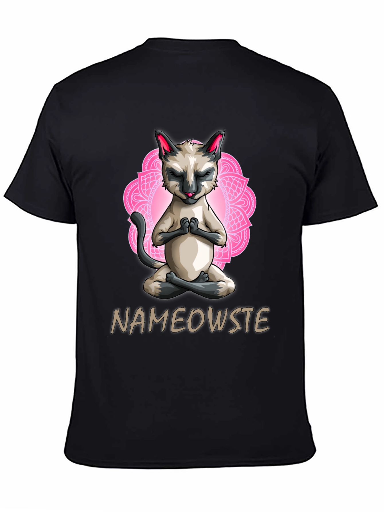 Black Nameowste Cat Yoga T-Shirt - Meditating Feline Design view 4