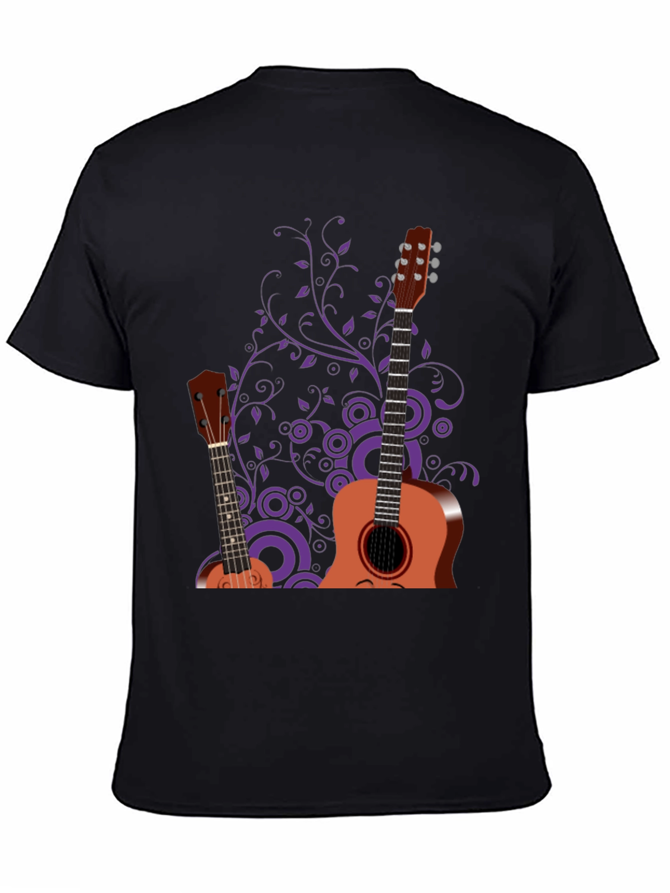 Black Stylish Guitar Graphic Black T-Shirt - Music Lover Tee view 4
