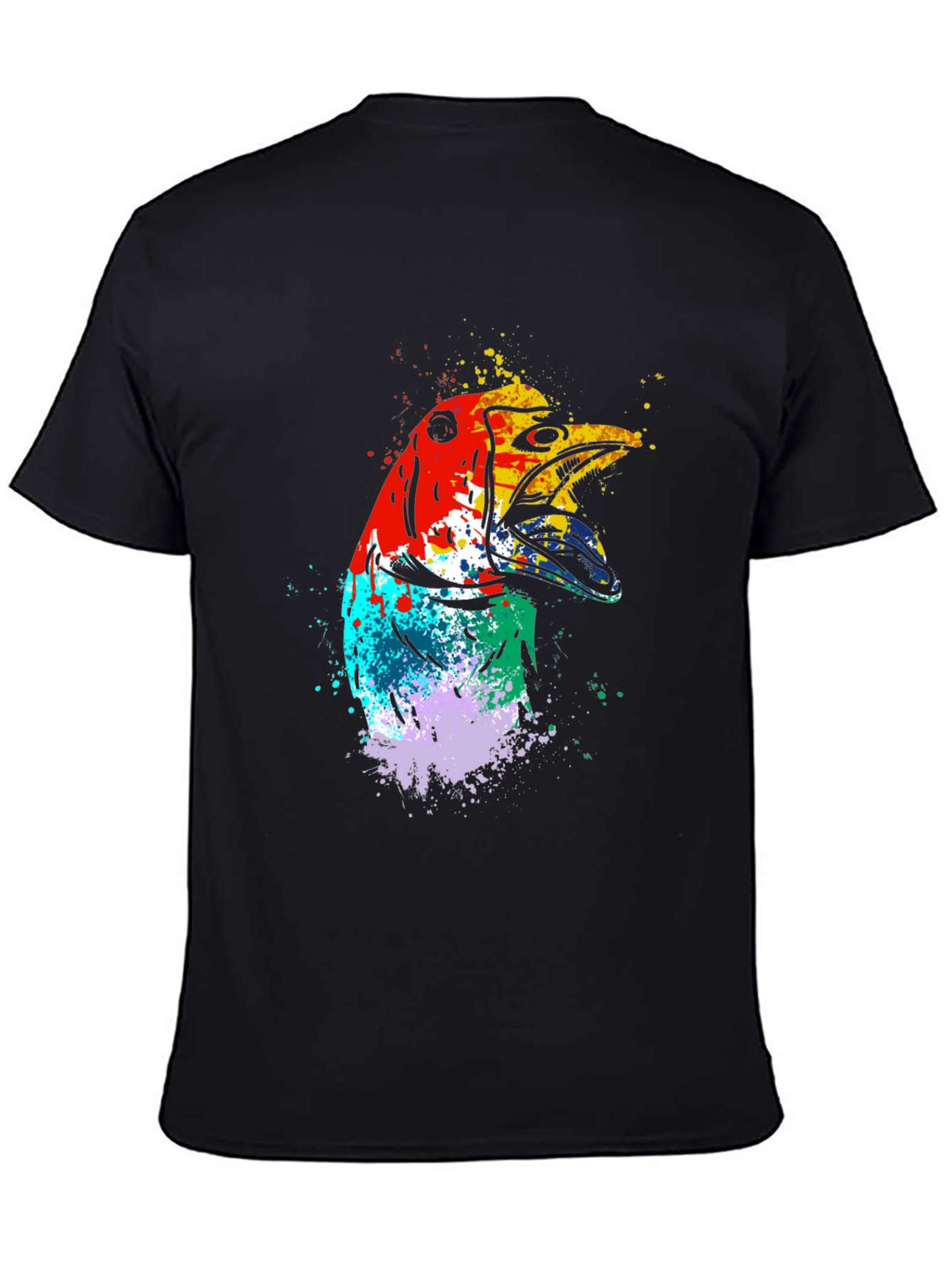 Black Abstract Bird Graphic Tee - Men's Black T-Shirt view 4