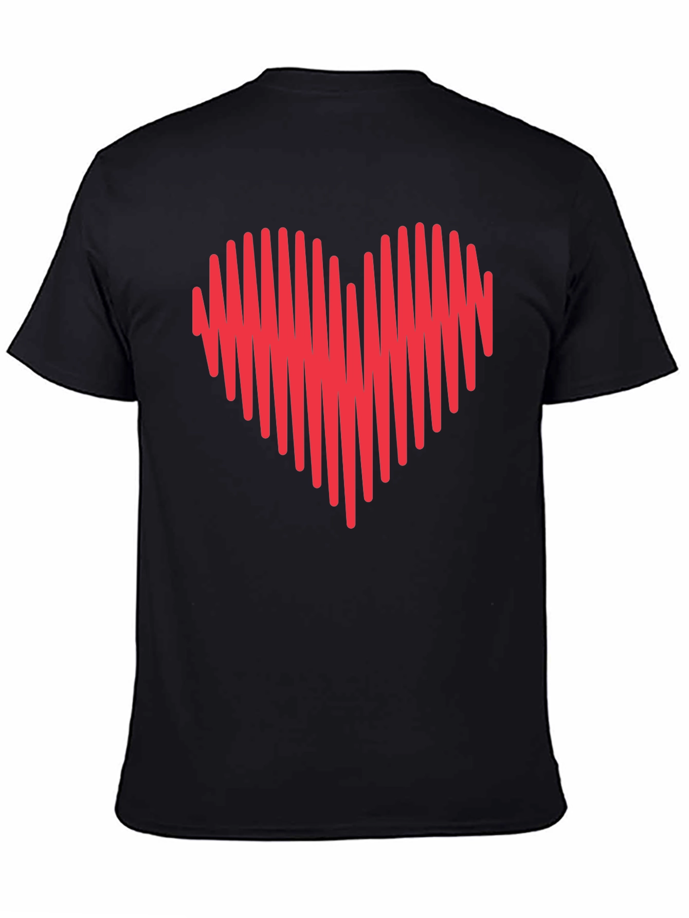 Black Heartbeat Heart Graphic Tee - Mens Crew Neck view 4