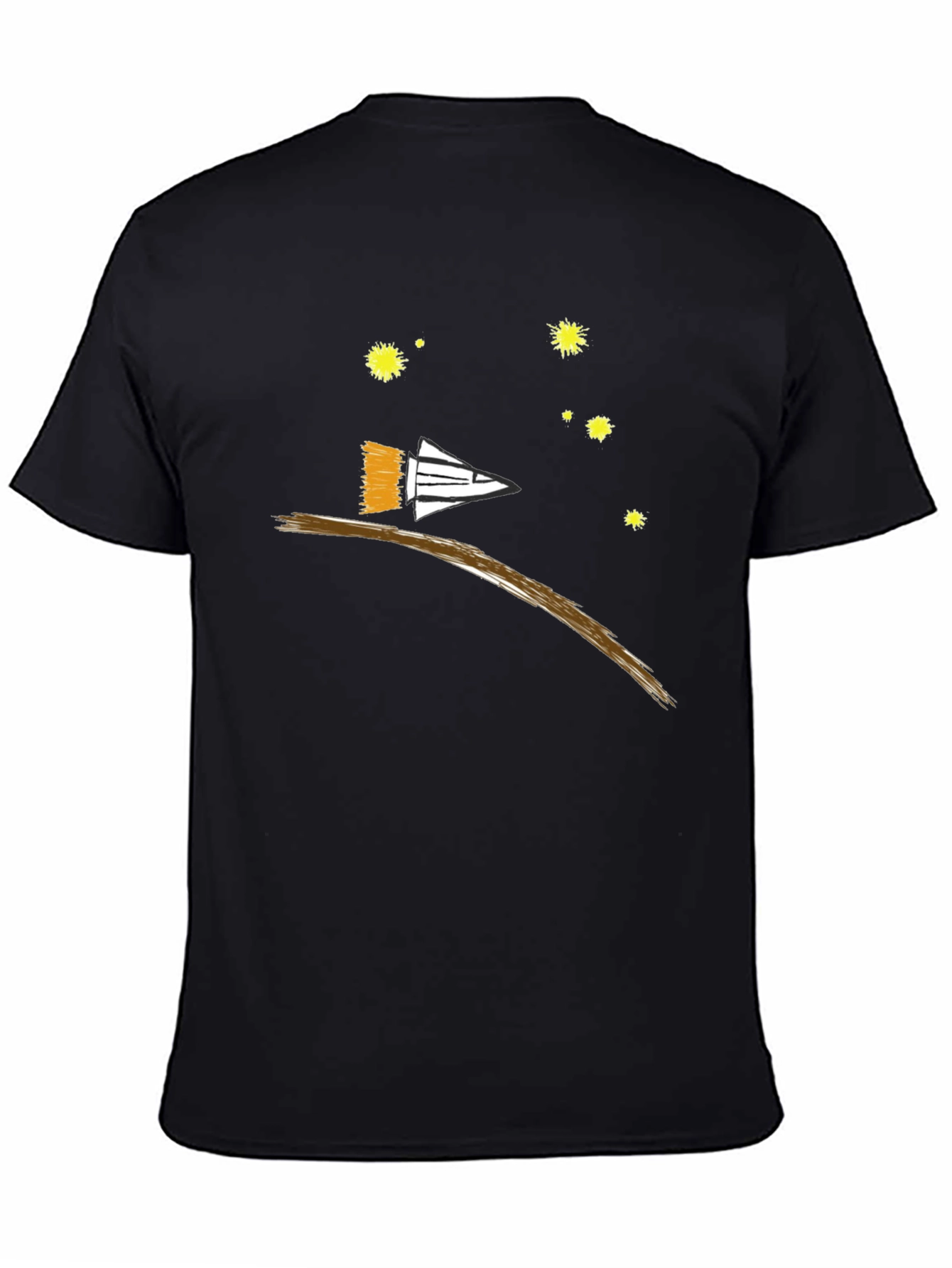 Black Men's Graphic Tee - Rocket & Stars view 4