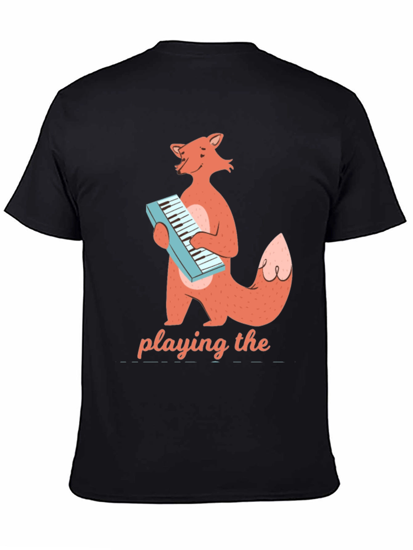 Black Fox Playing Keyboard T-Shirt - Cute Animal Music Tee view 4
