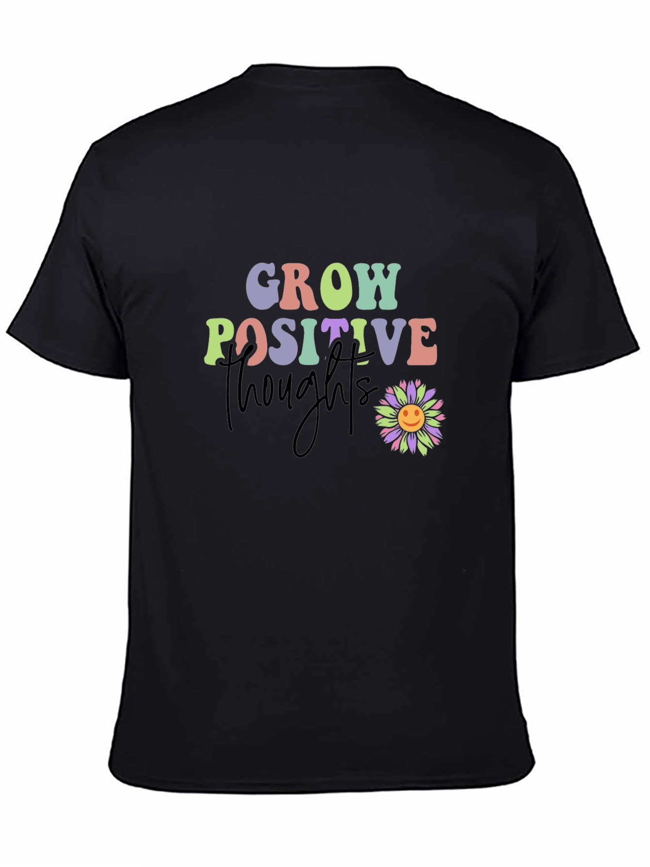 Black Grow Positive Thoughts T-Shirt - Black Tee view 4