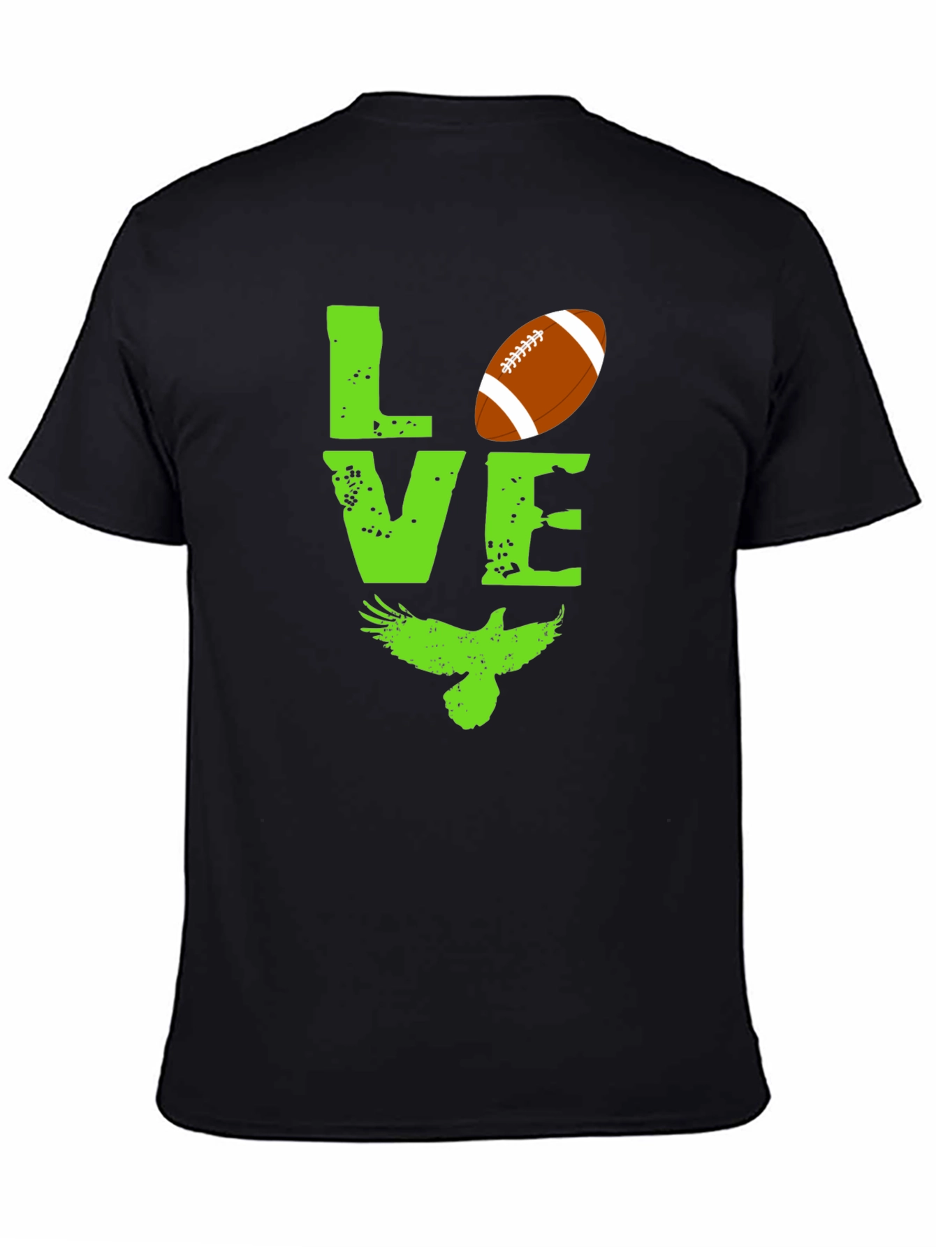 Black Love Football and Eagles Graphic T-Shirt view 4