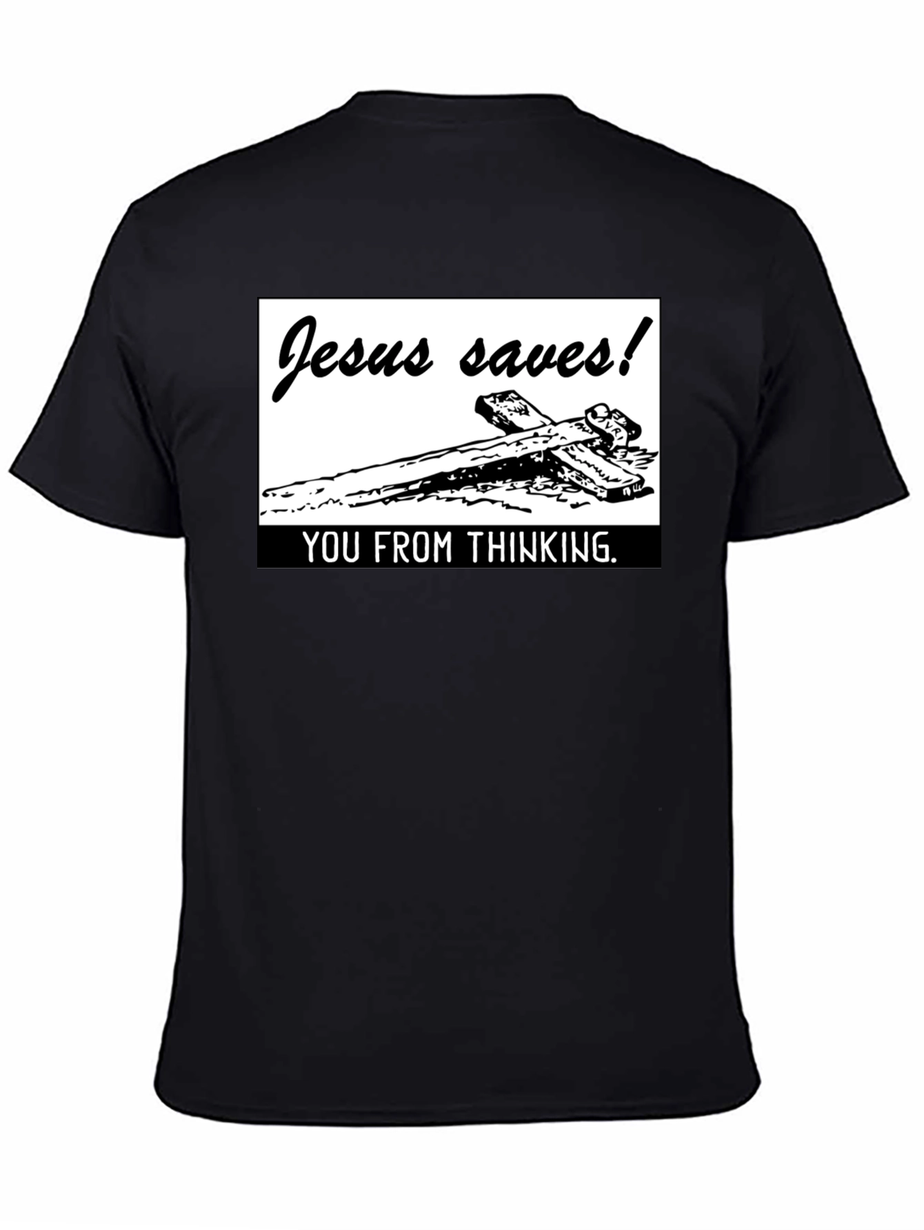 Black Jesus Saves! Graphic T-Shirt - Black view 4