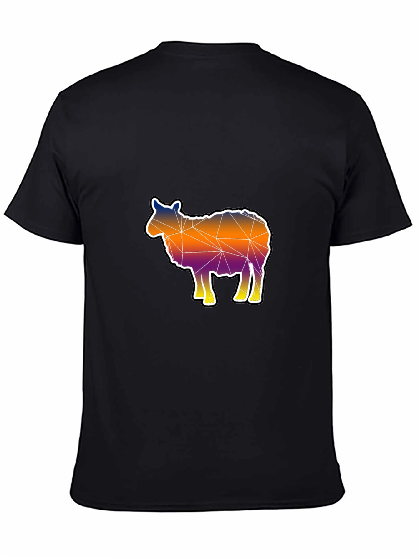 Black Geometric Sheep Graphic Tee - Modern Art Shirt view 4