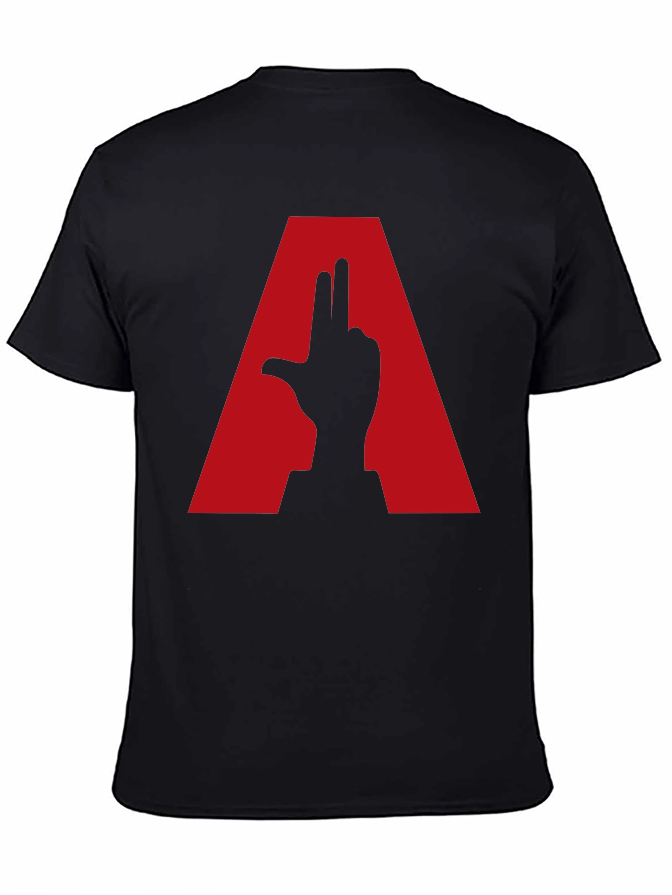 Black Novelty Graphic Tee - Letter A & Hand Design view 4