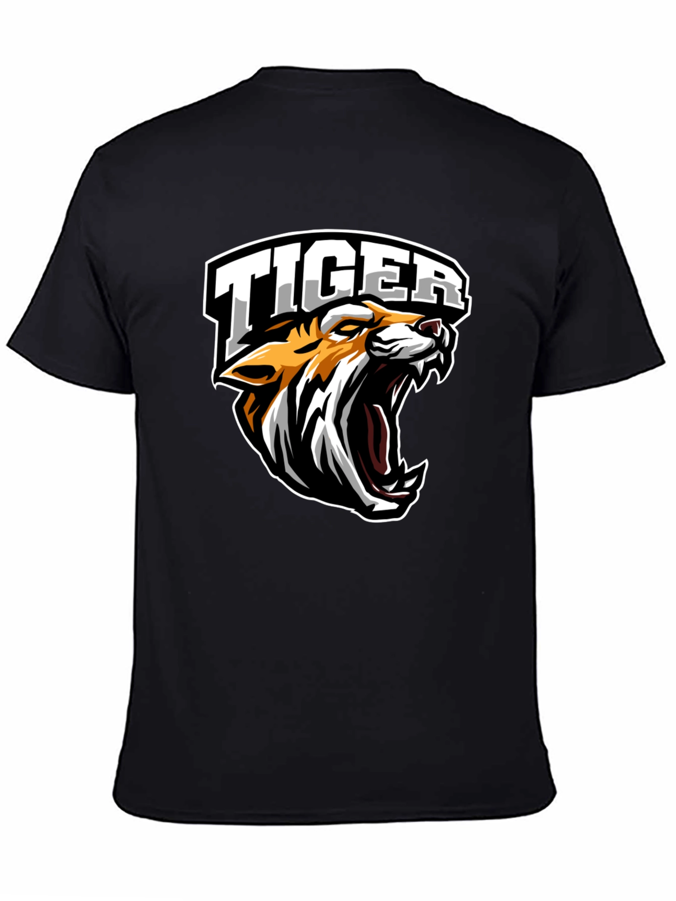 Black Tiger Graphic Tee - Black Cotton T-Shirt view 4