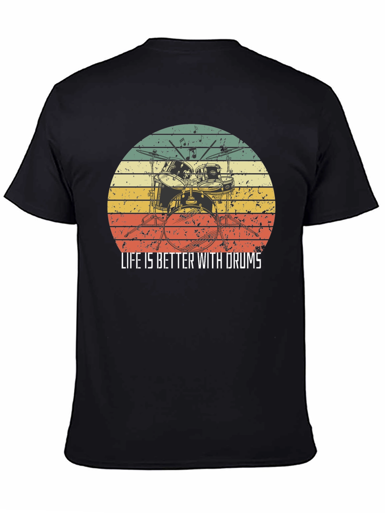 Black Life is Better With Drums Black T-Shirt view 4