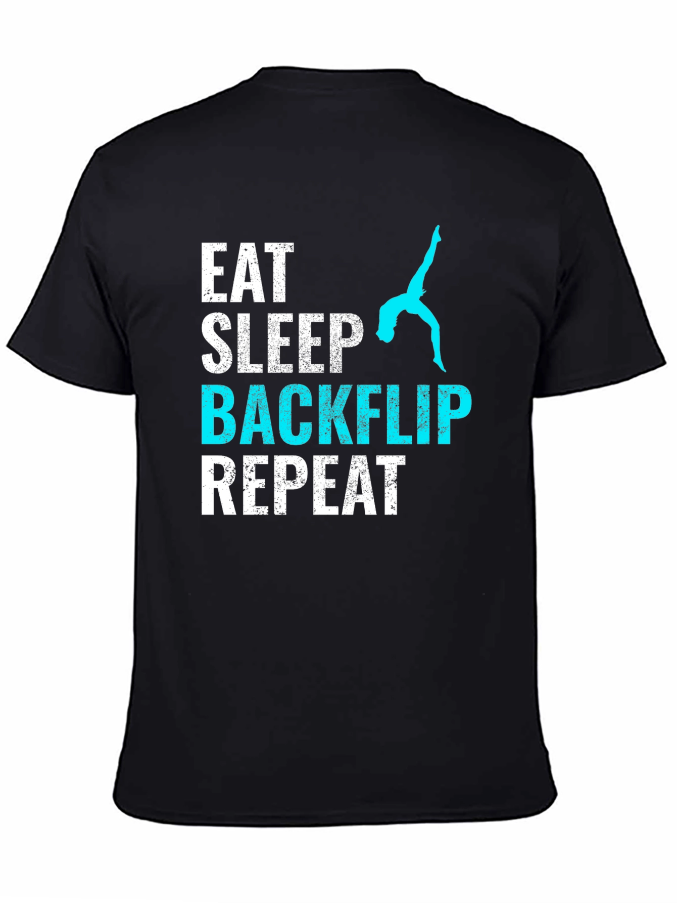 Black Eat Sleep Backflip Repeat T-Shirt - Gymnast Tee view 4