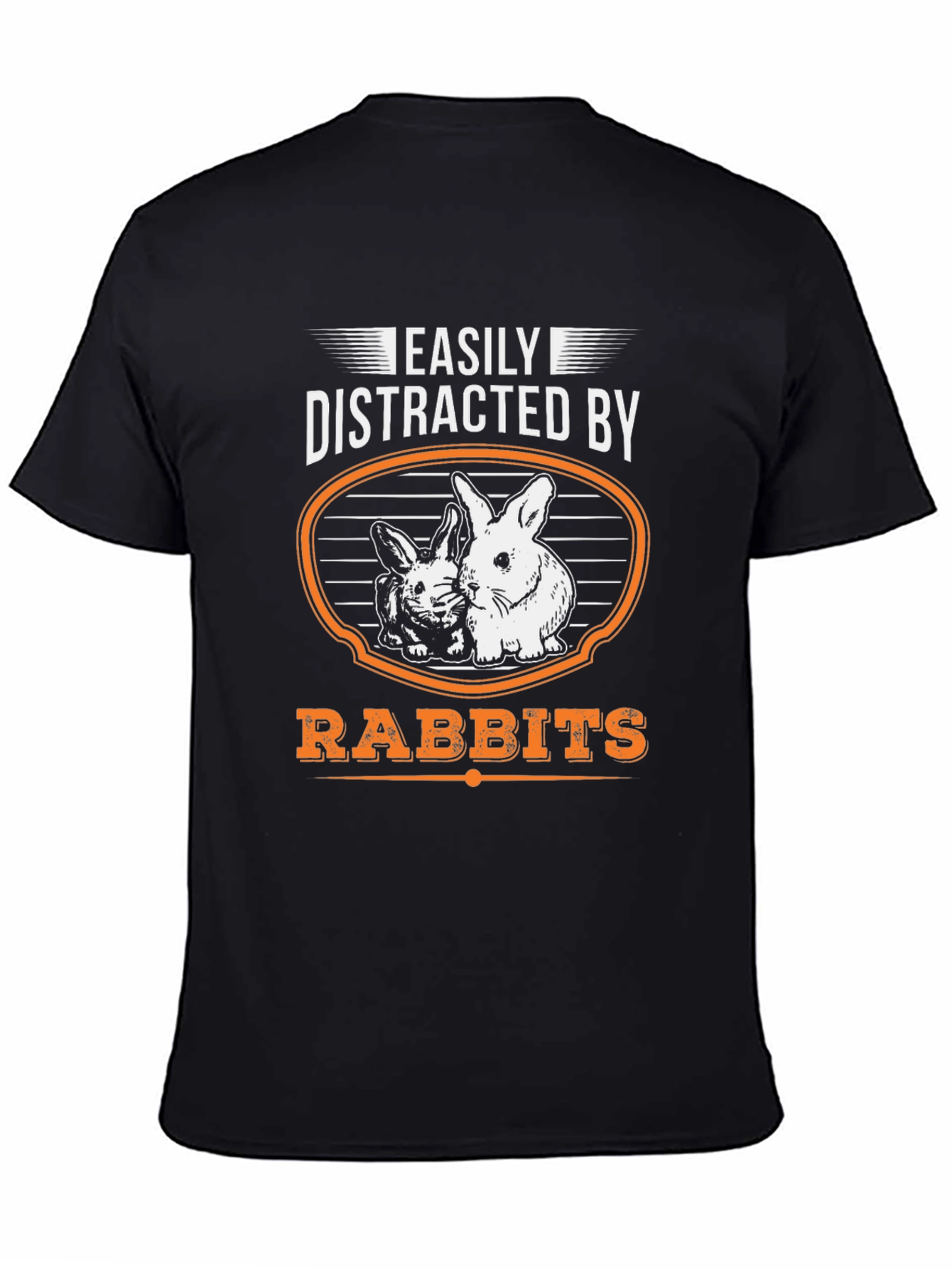 Black Easily Distracted By Rabbits Funny Graphic T-Shirt view 4