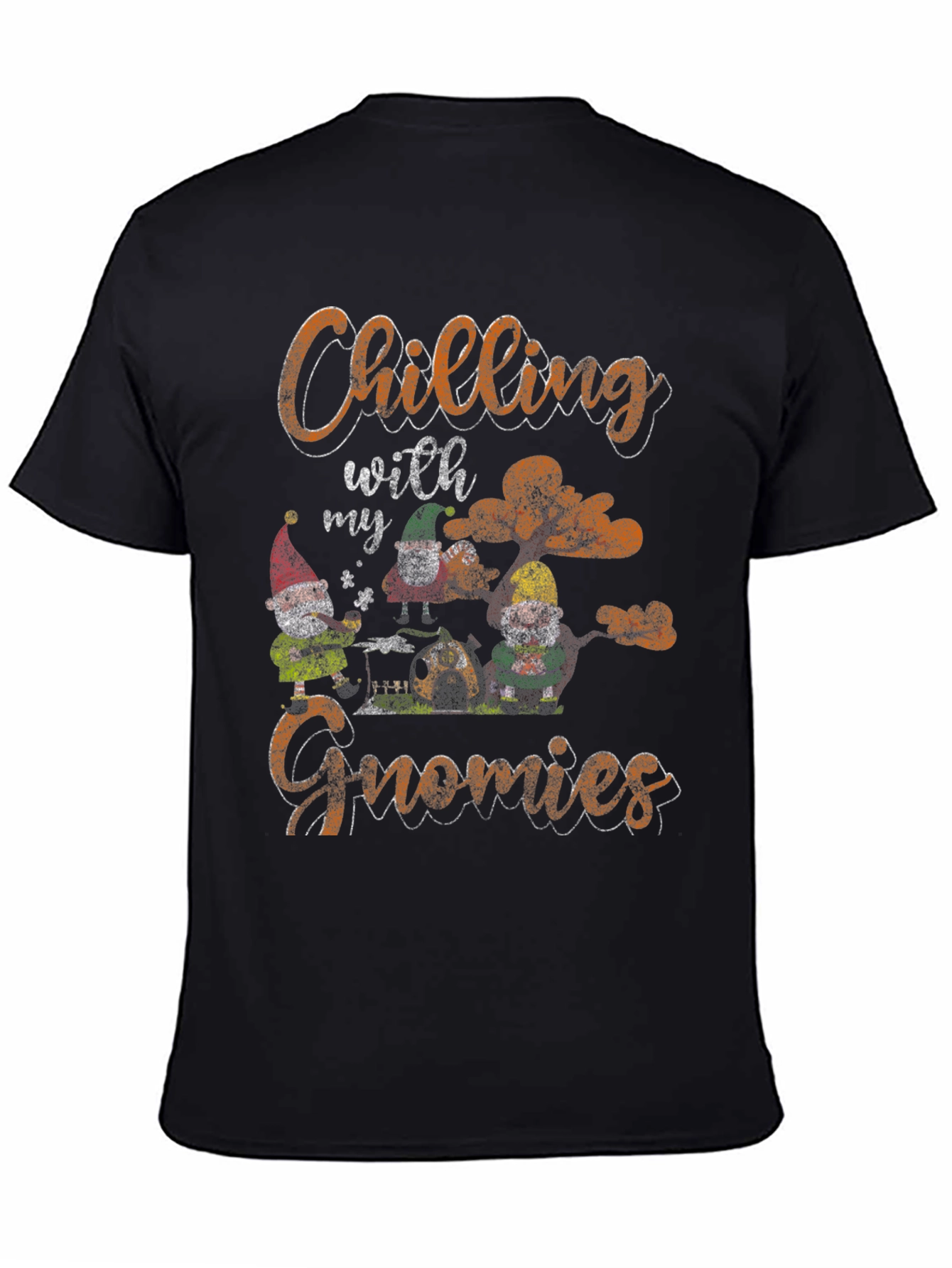 Chilling with my Gnomies Black T-Shirt - 4