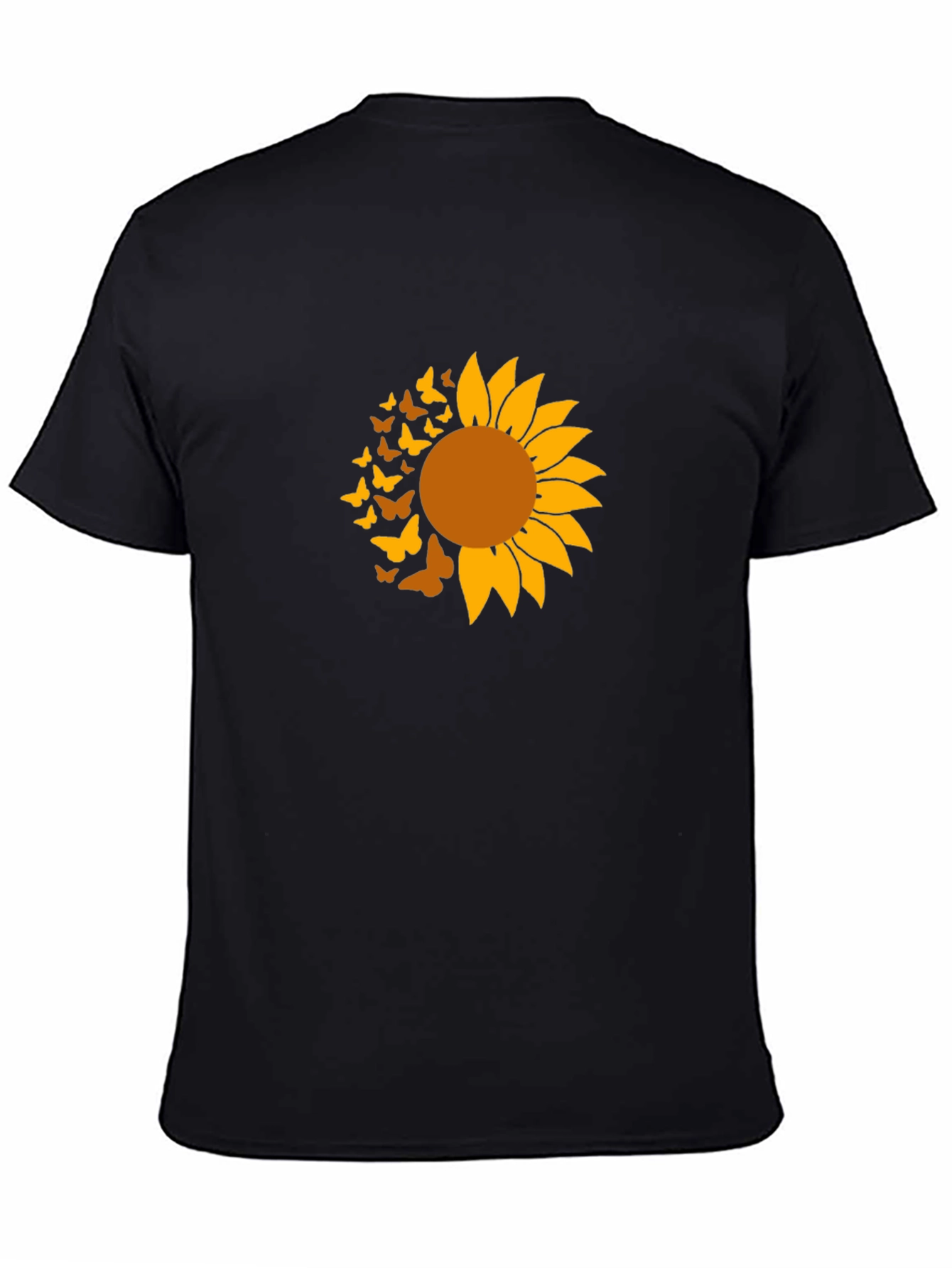 Black Sunflower Butterfly Graphic Tee - Black Cotton Shirt view 4