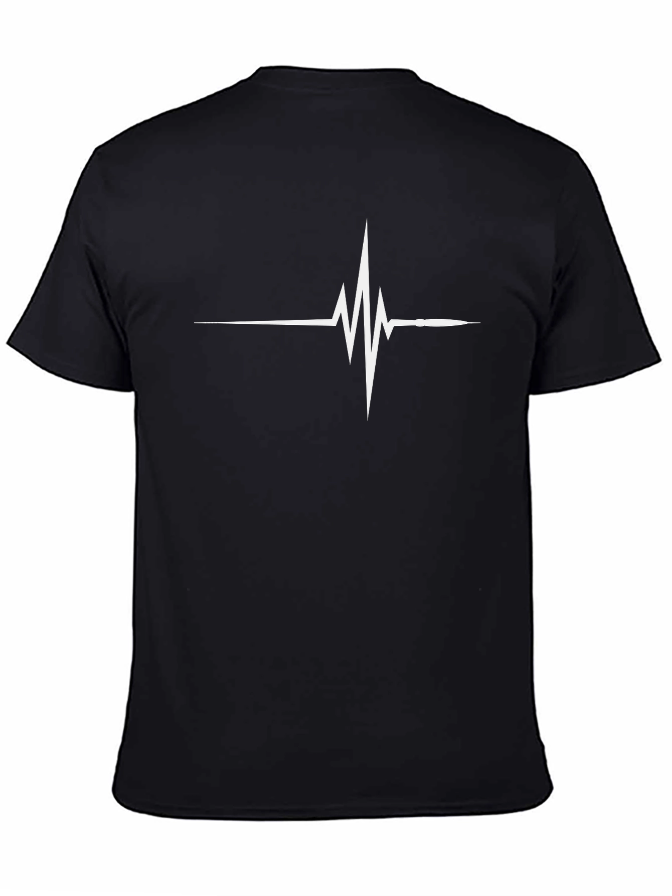 Black Heartbeat Graphic Tee - Black Cotton T-Shirt view 4