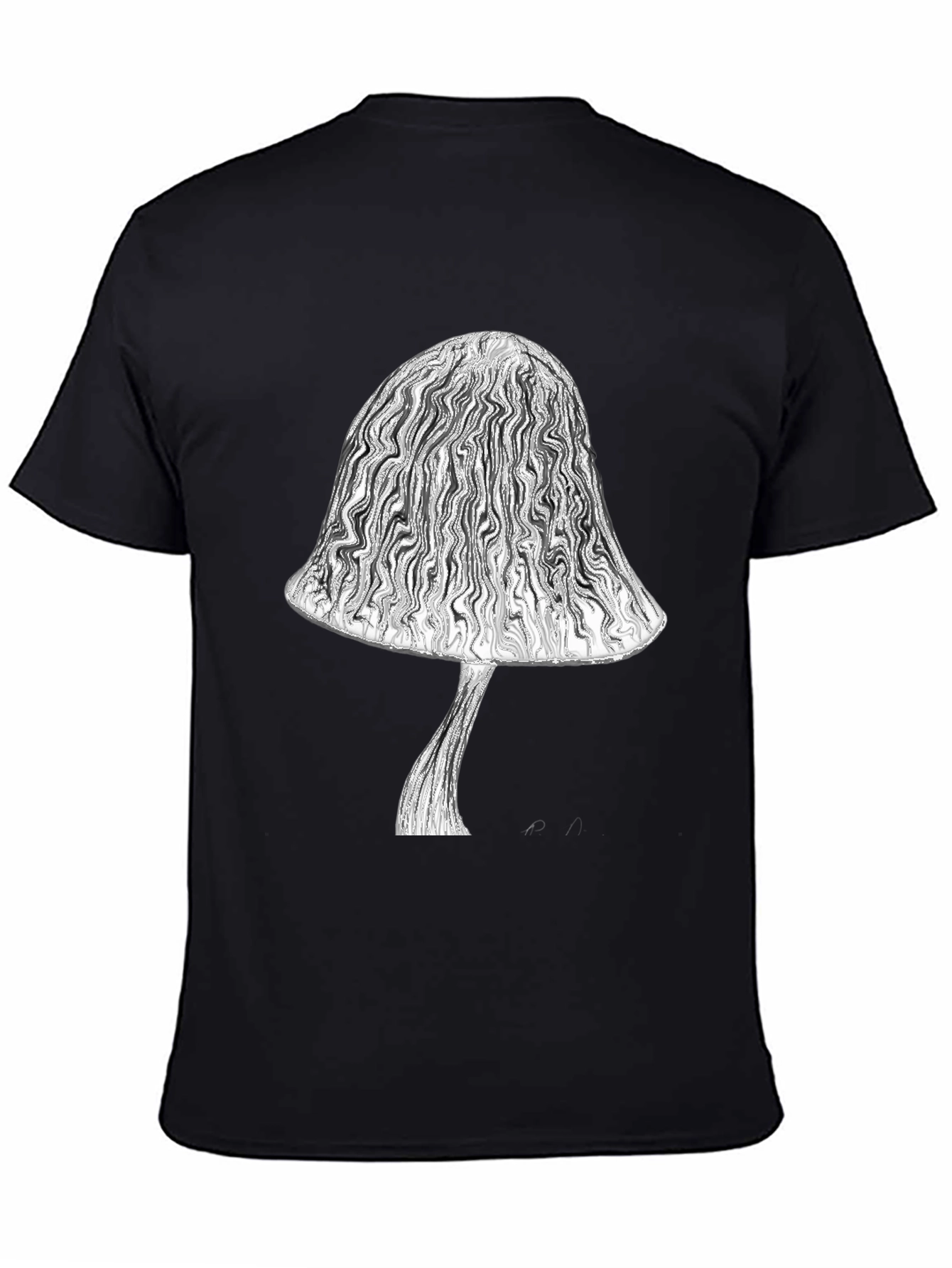 Black Mushroom Graphic Tee - Stylish Black Cotton T-Shirt view 4