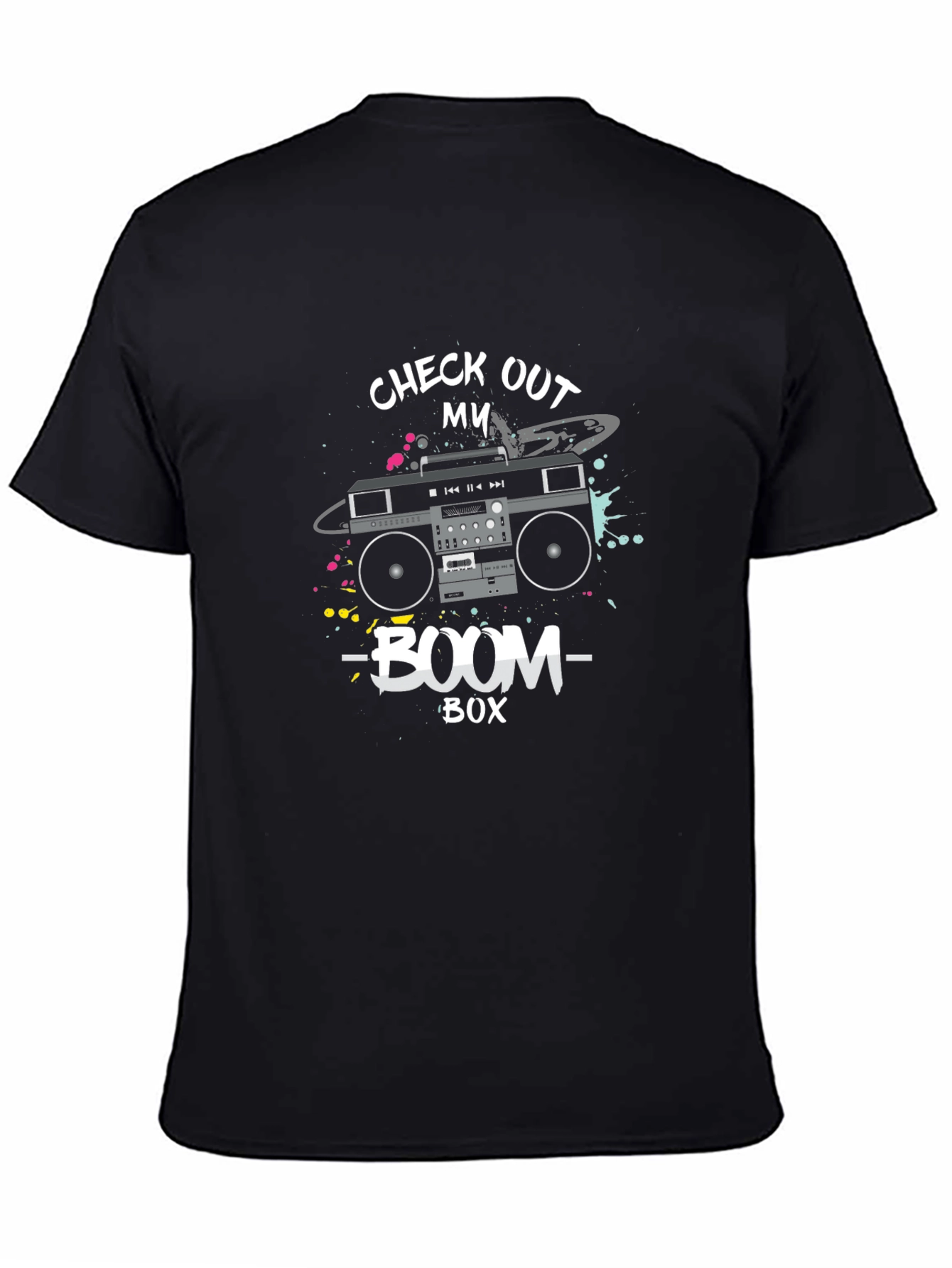 Black Retro Boombox Graphic Tee view 4