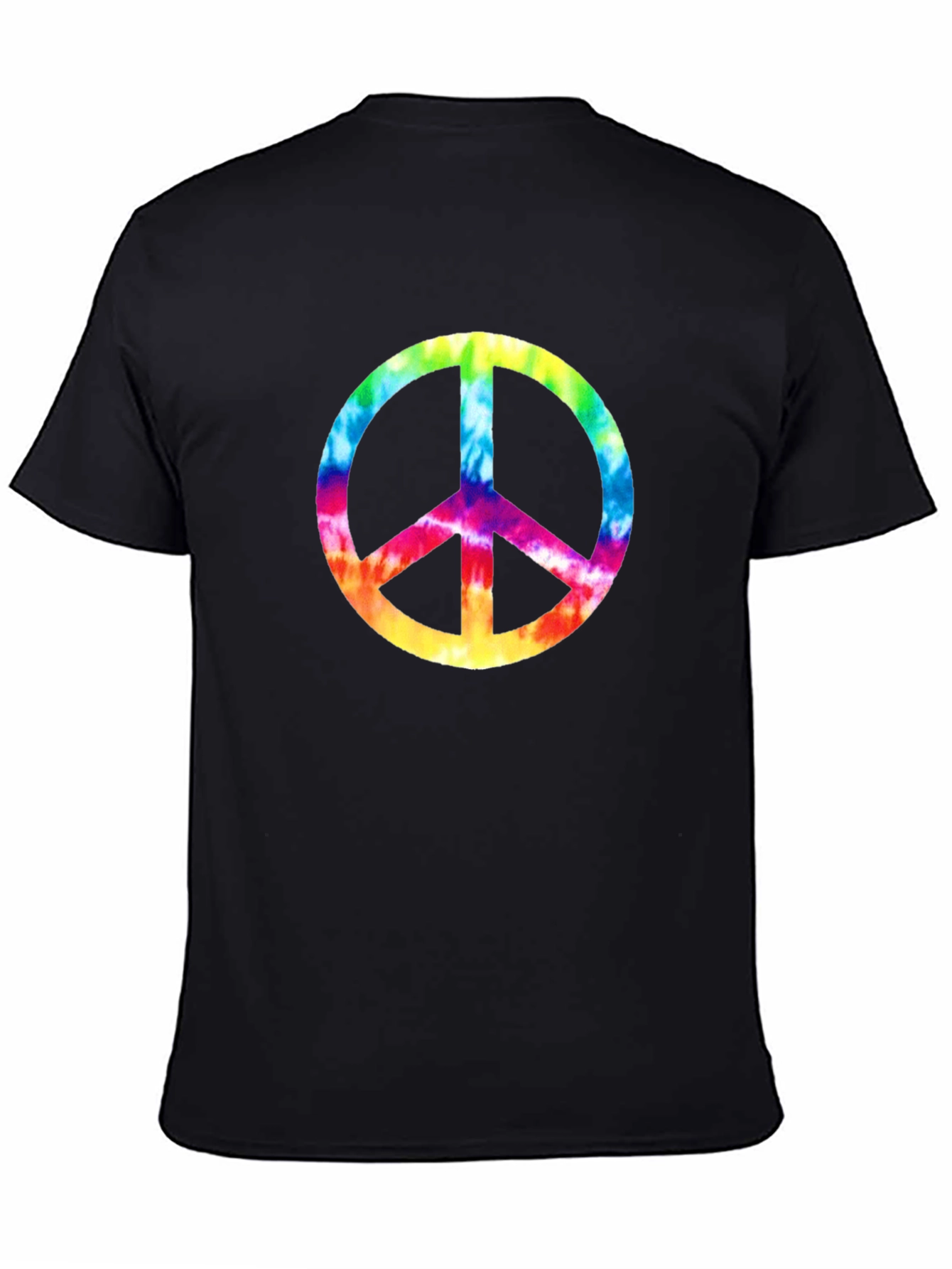 Black Tie-Dye Peace Sign Graphic Tee - Black Cotton Comfort view 4